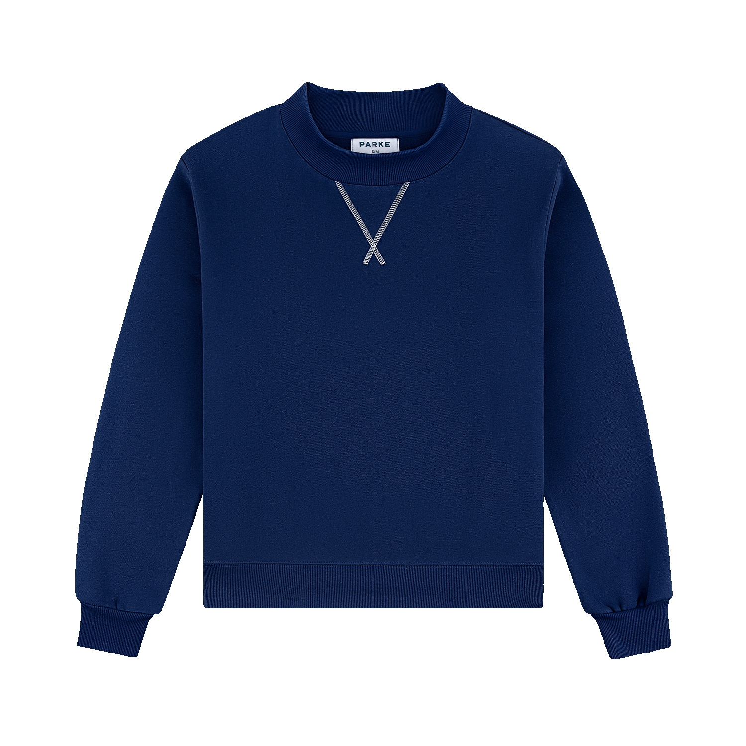 Classic Mockneck - Denim + White