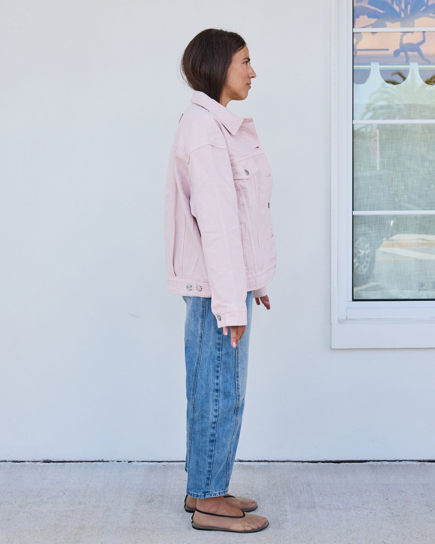 Oversized Denim Jacket - Pink