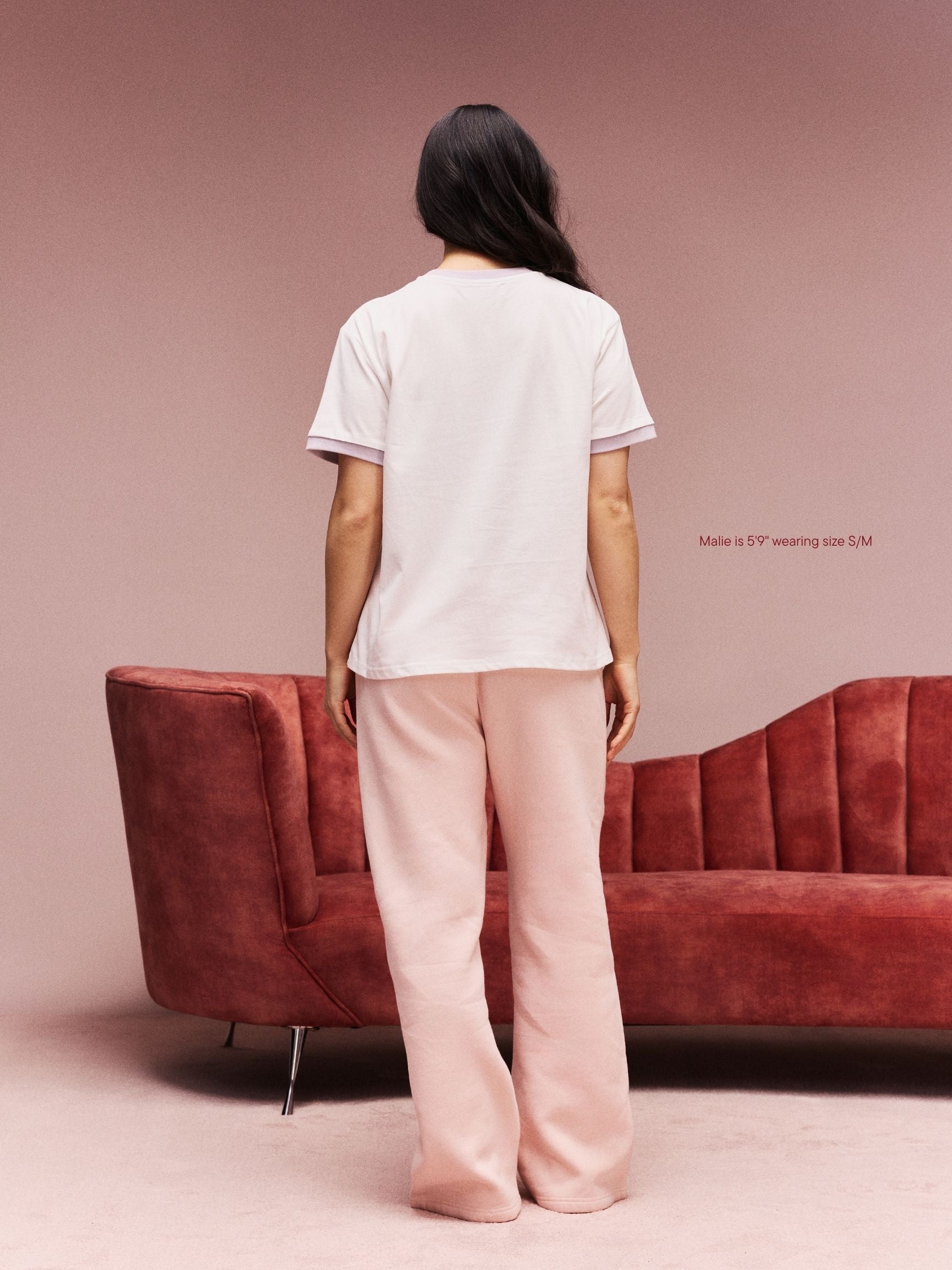 girl wearing Parke Patchwork T-Shirt -white