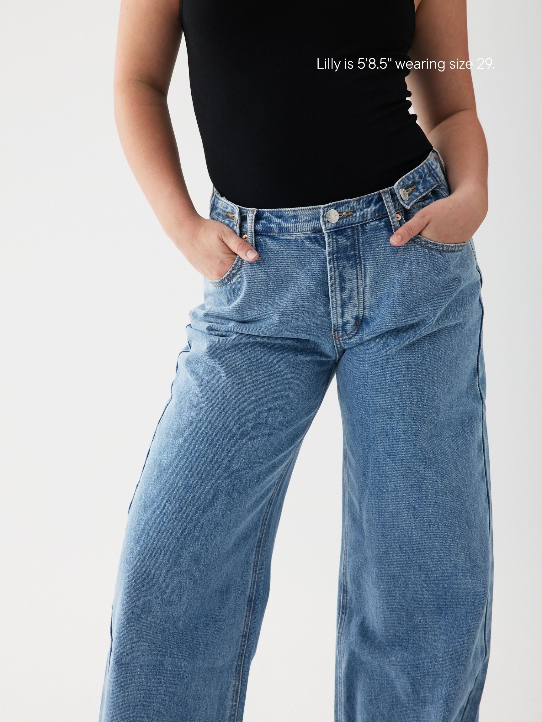 adjustable jean -vintage wash