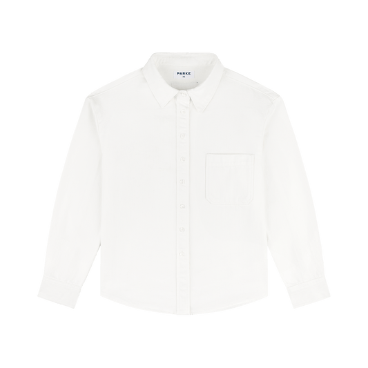 Long Sleeve Denim Shirt - White