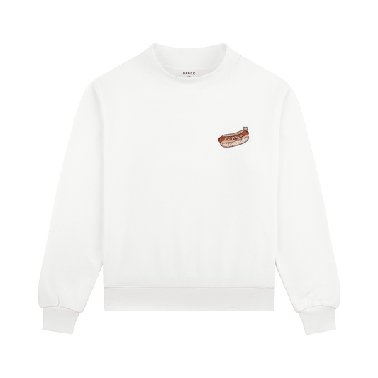 Hot Dog Graphic Mockneck - White