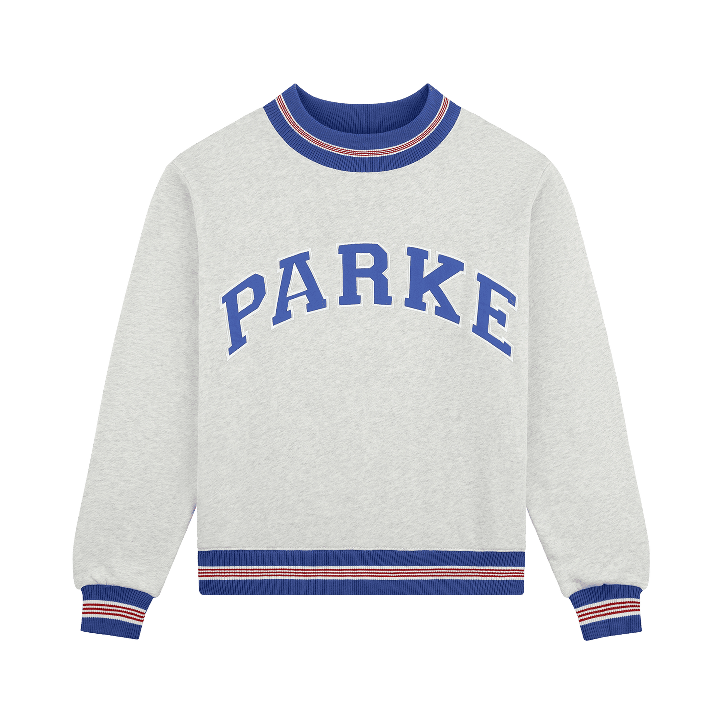Boardwalk Varsity Mockneck - Heather Grey + Red/White/Blue Ribbing