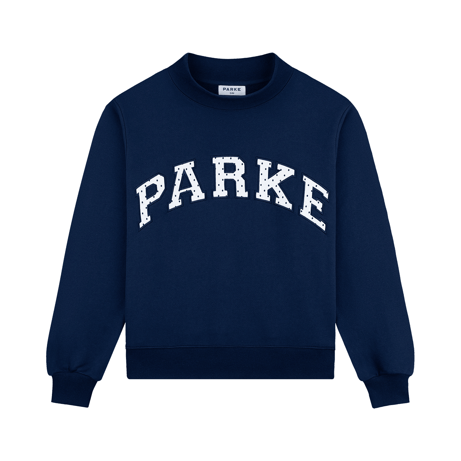 Preorder Polka Dot Letter Varsity Mockneck - Denim