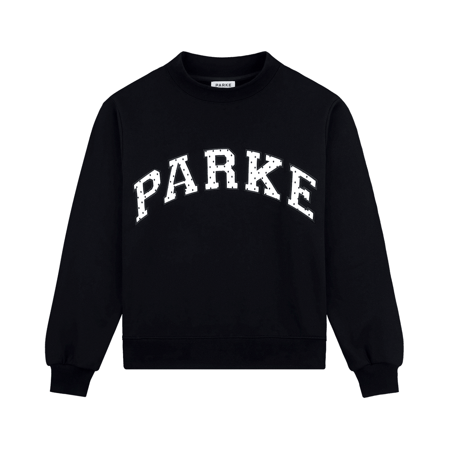 Preorder Polka Dot Letter Varsity Mockneck - Black