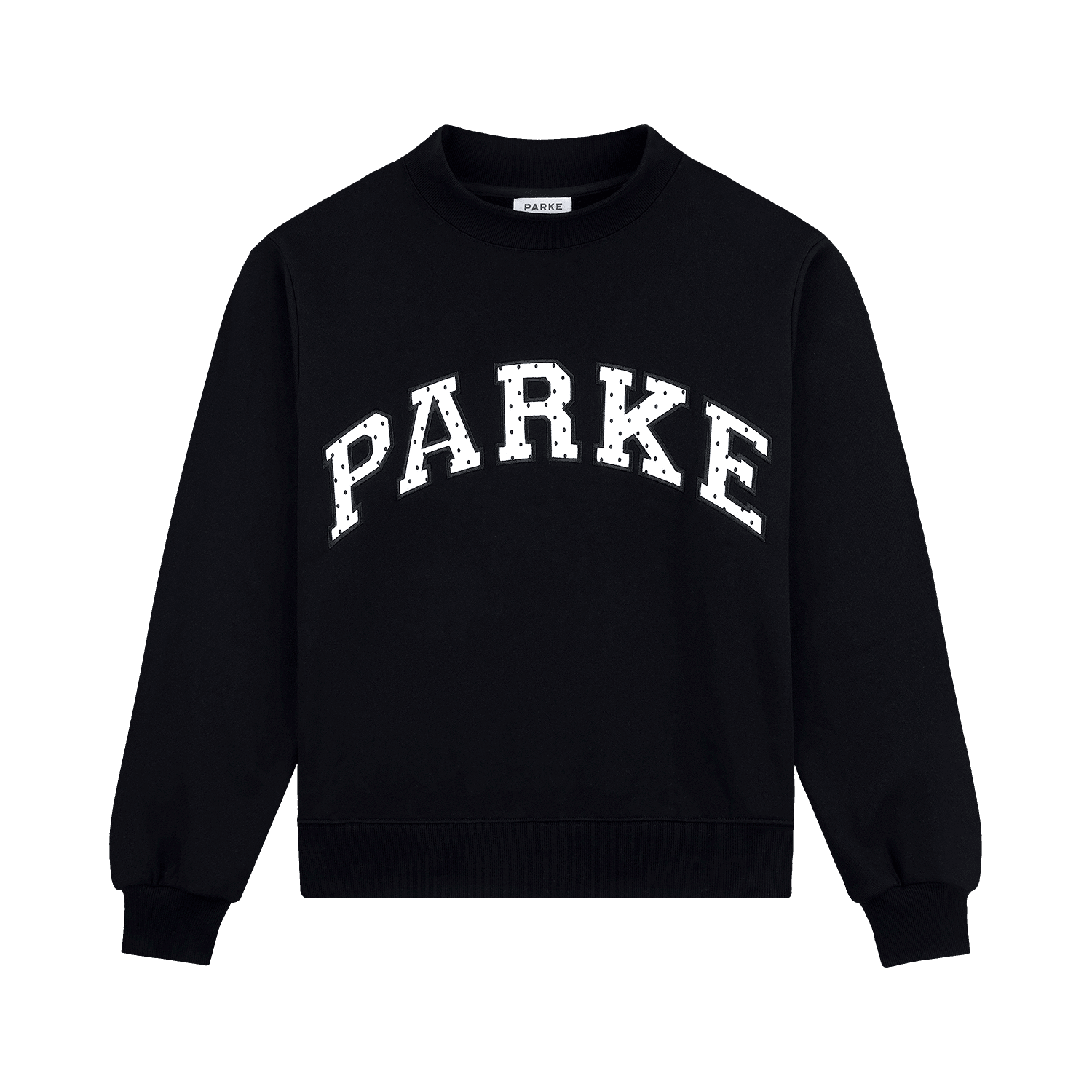 Preorder Polka Dot Letter Varsity Mockneck - Black