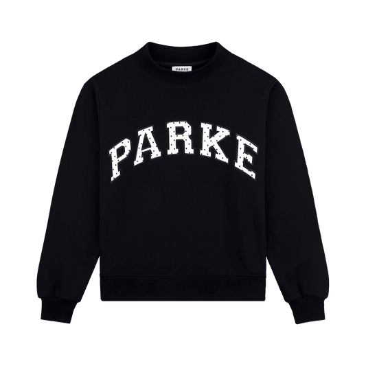 Preorder Polka Dot Letter Varsity Mockneck - Black