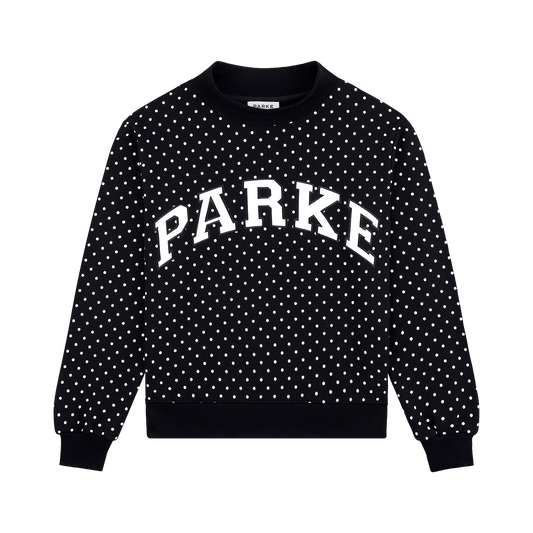 Preorder Polka Dot Varsity Mockneck - Black Polka Dot
