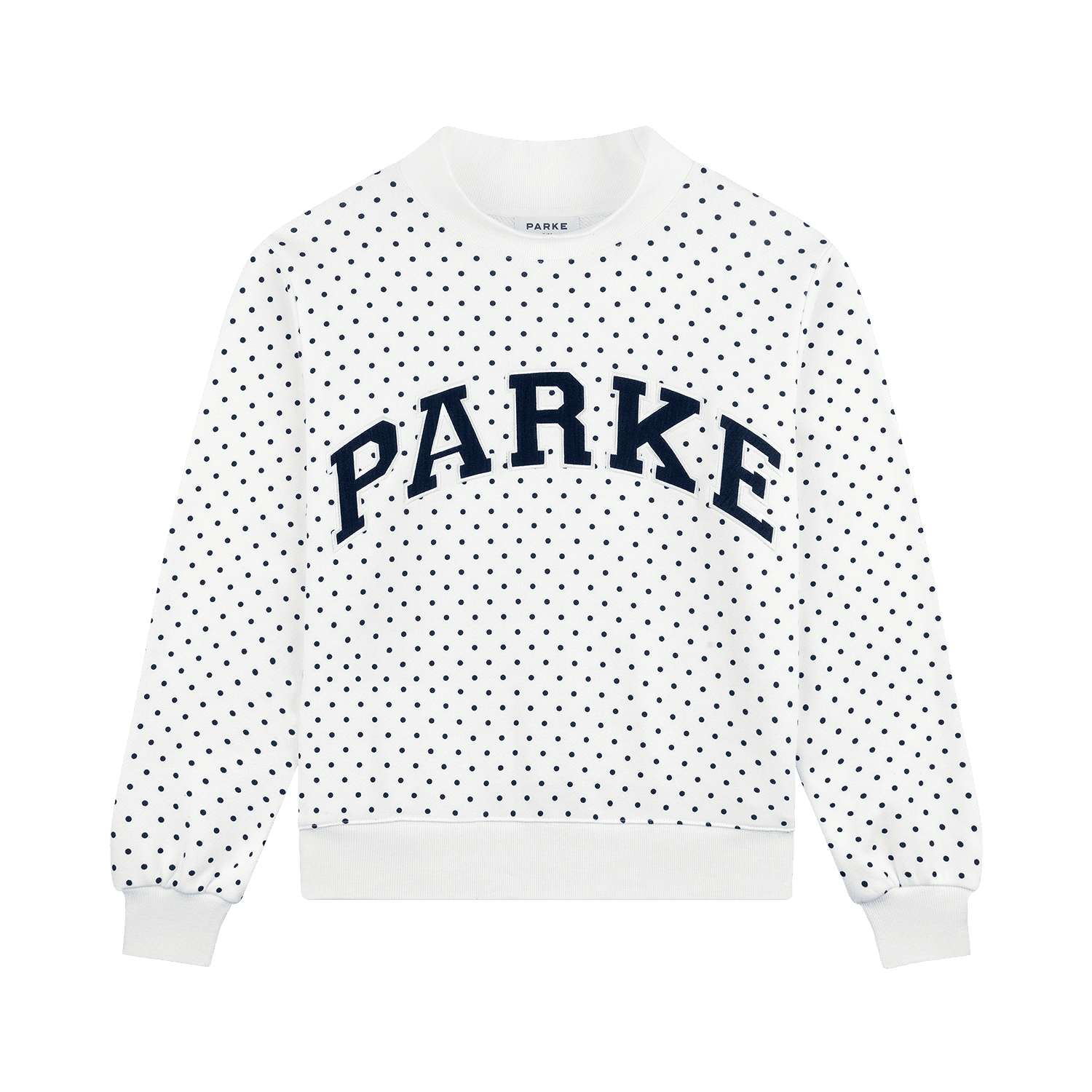 Polka Dot Varsity Mockneck - White Polka Dot