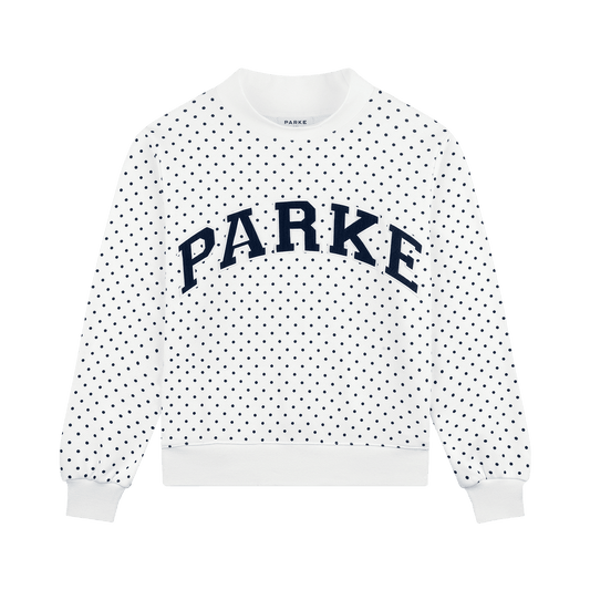 Preorder Polka Dot Varsity Mockneck - White Polka Dot