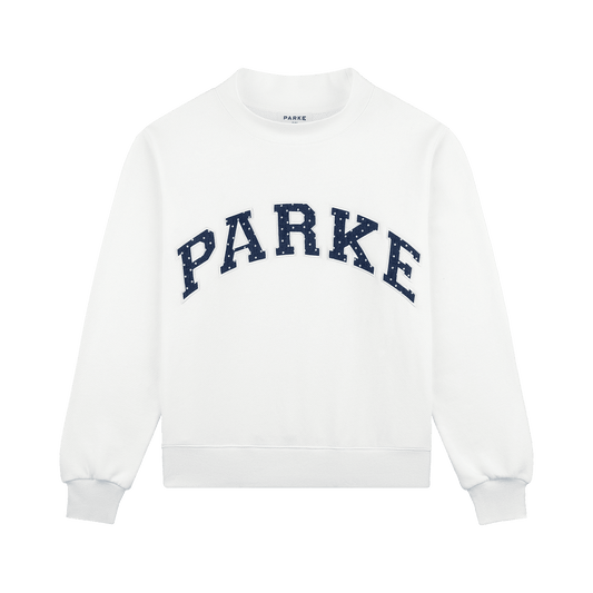 Preorder Polka Dot Letter Varsity Mockneck - White