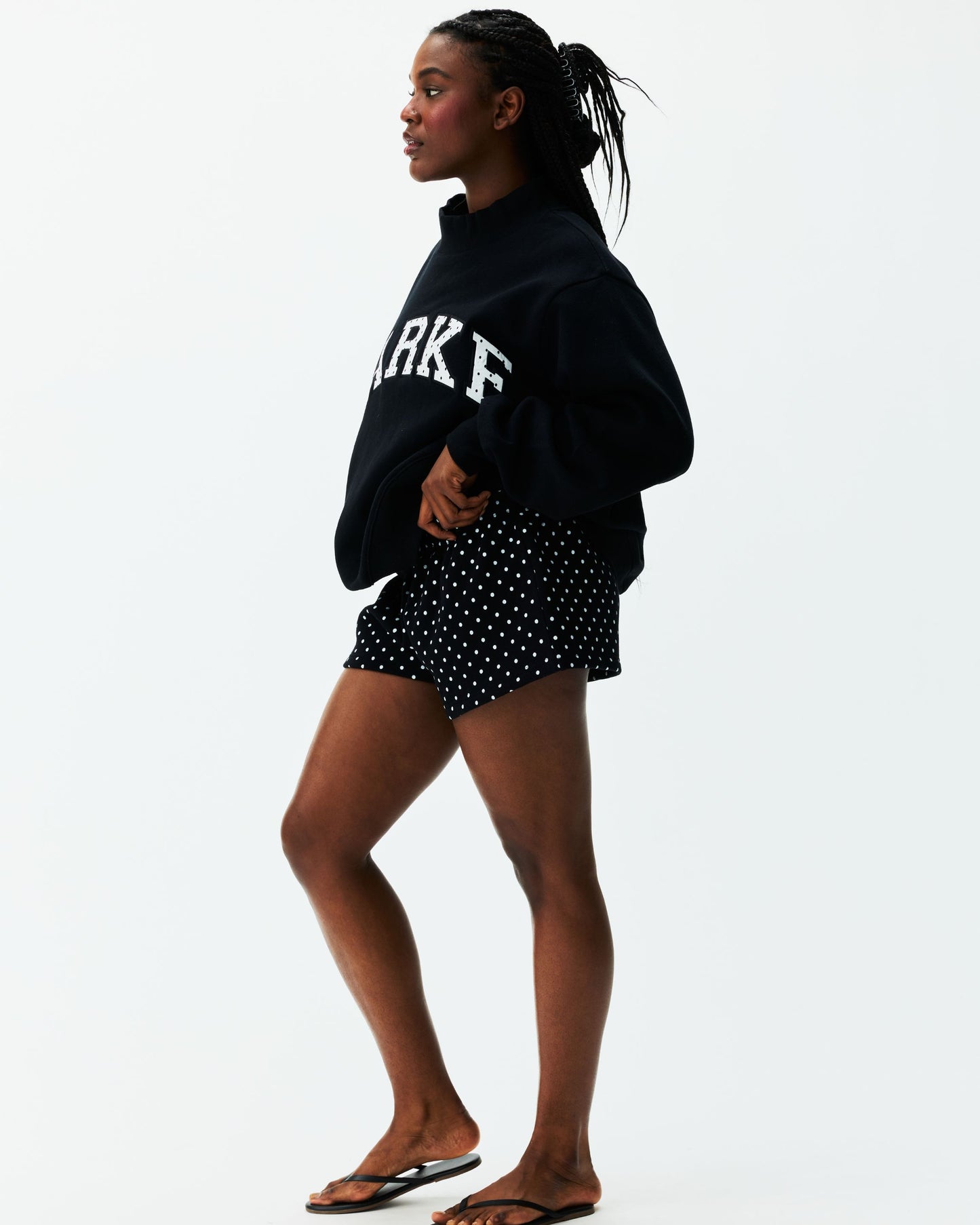 Preorder Polka Dot Letter Varsity Mockneck - Black