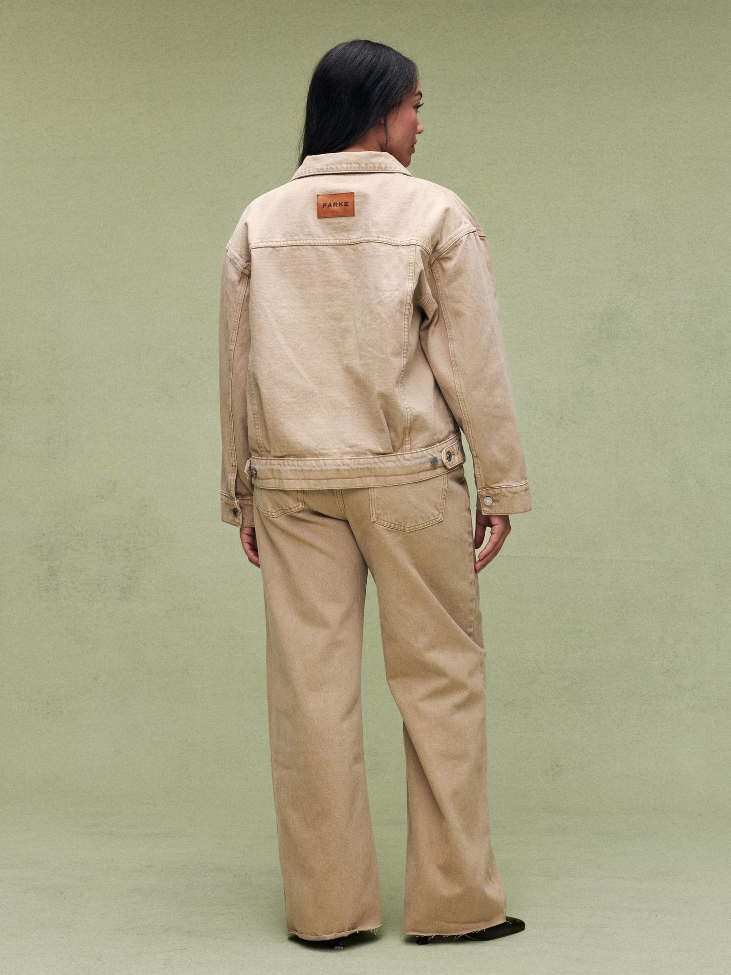 Oversized Denim Jacket - Camel