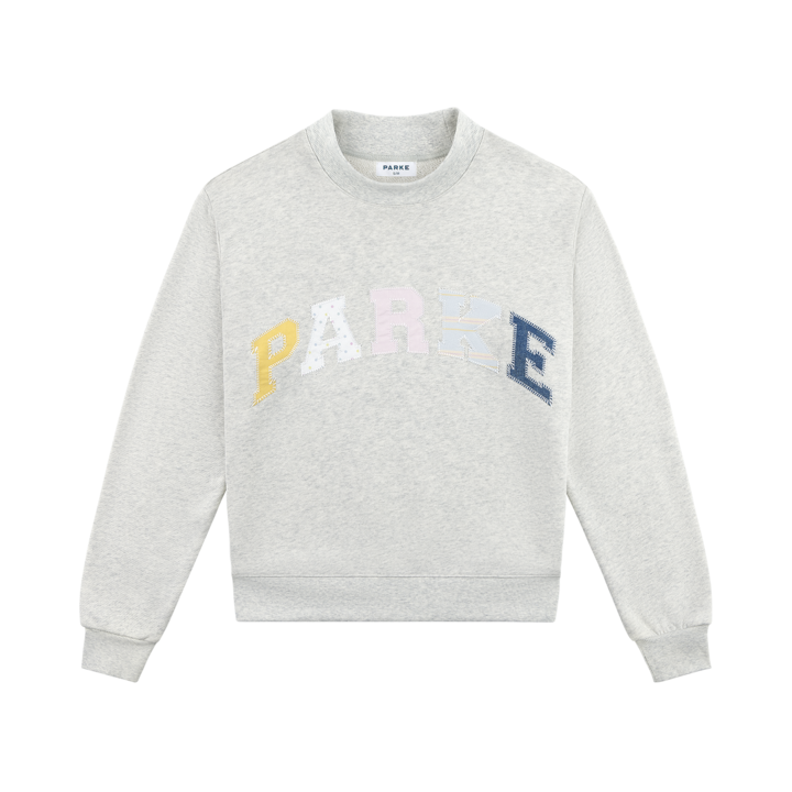 Patchwork Varsity Mockneck - Heather Grey