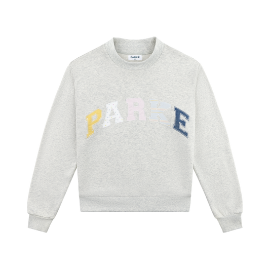 Patchwork Varsity Mockneck - Heather Grey