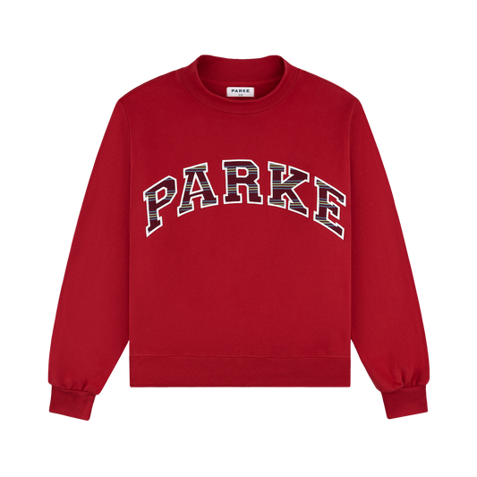 Varsity Mockneck - Cola + Port Stripe
