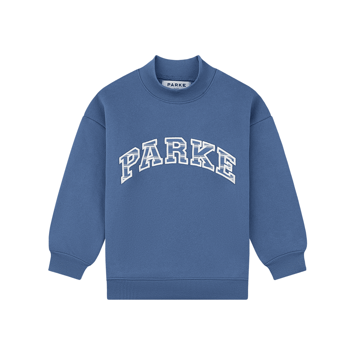 Kids Varsity Mockneck - Indigo + Washed Indigo Stripe