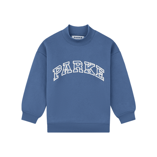 Kids Varsity Mockneck - Indigo + Washed Indigo Stripe