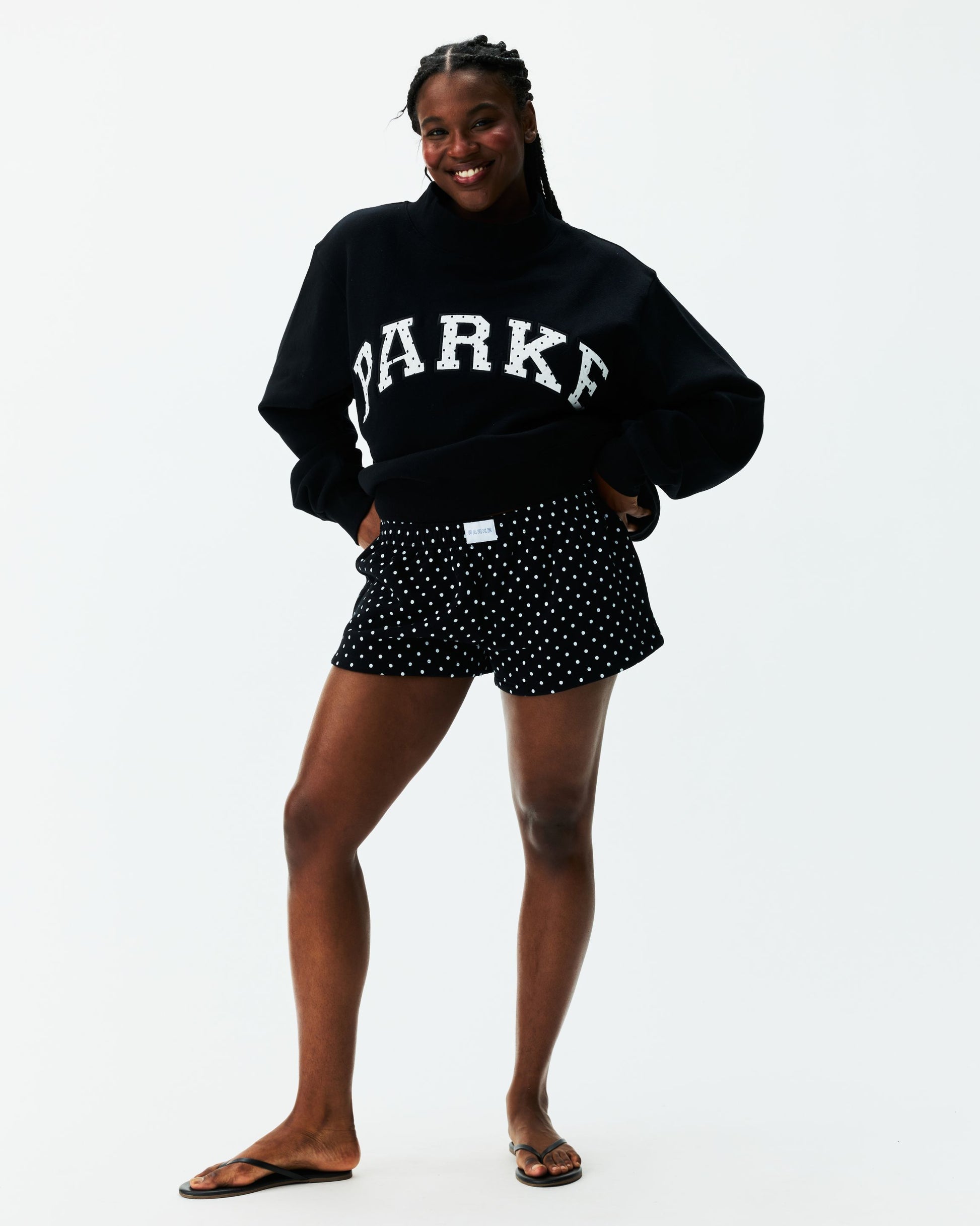 Boxer Sweatshorts - Black Polka Dots