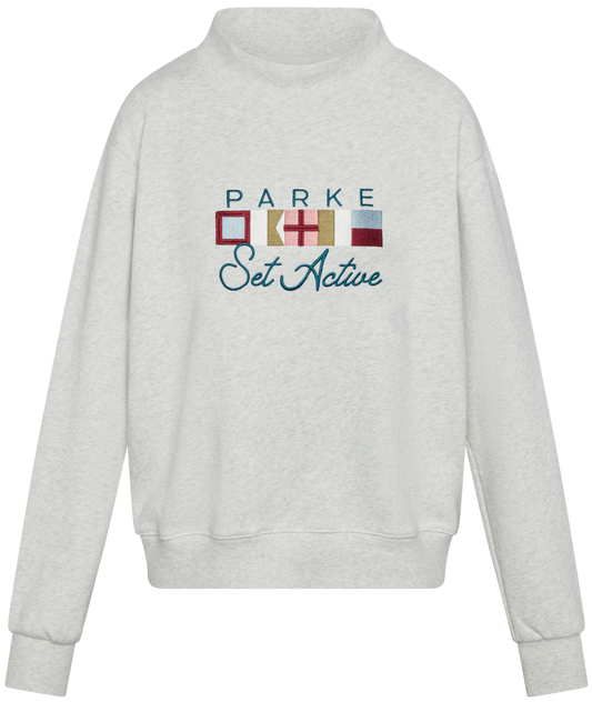 Parke x SET Flagship Mockneck flat lay -heather grey