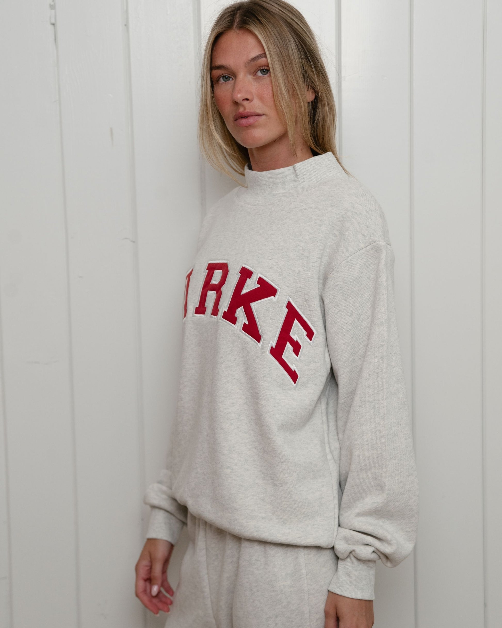 Sailboat Varsity Mockneck - Heather Grey + Sail