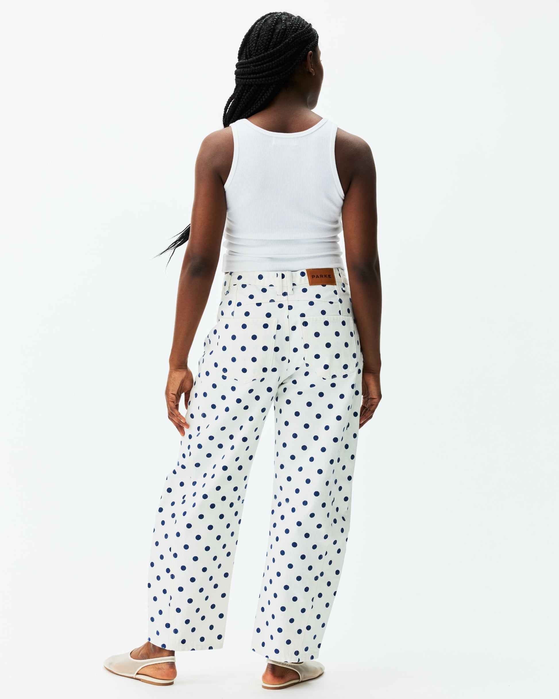 Polka Dot Horseshoe Jean - White Polka Dot