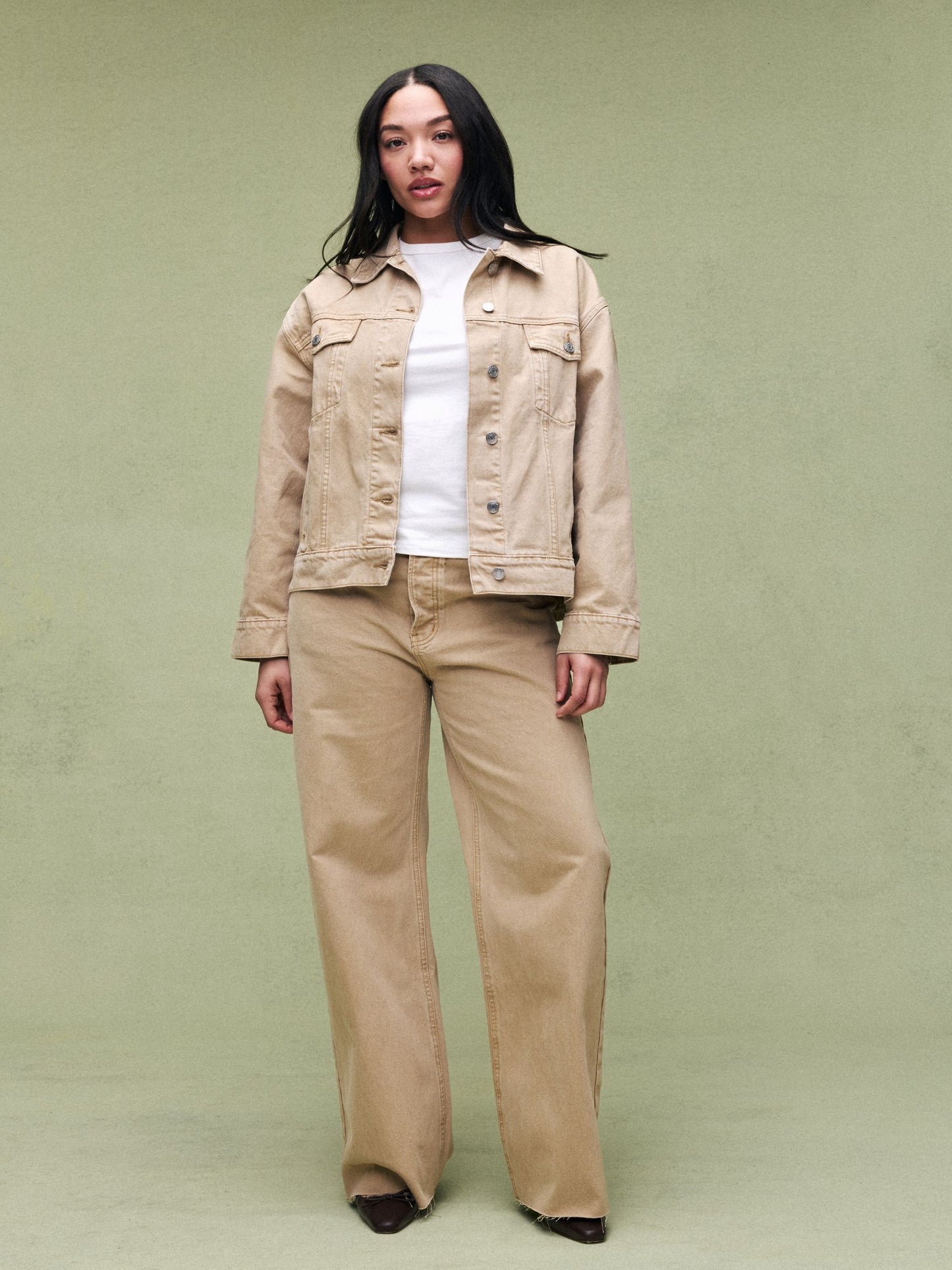 Oversized Denim Jacket - Camel