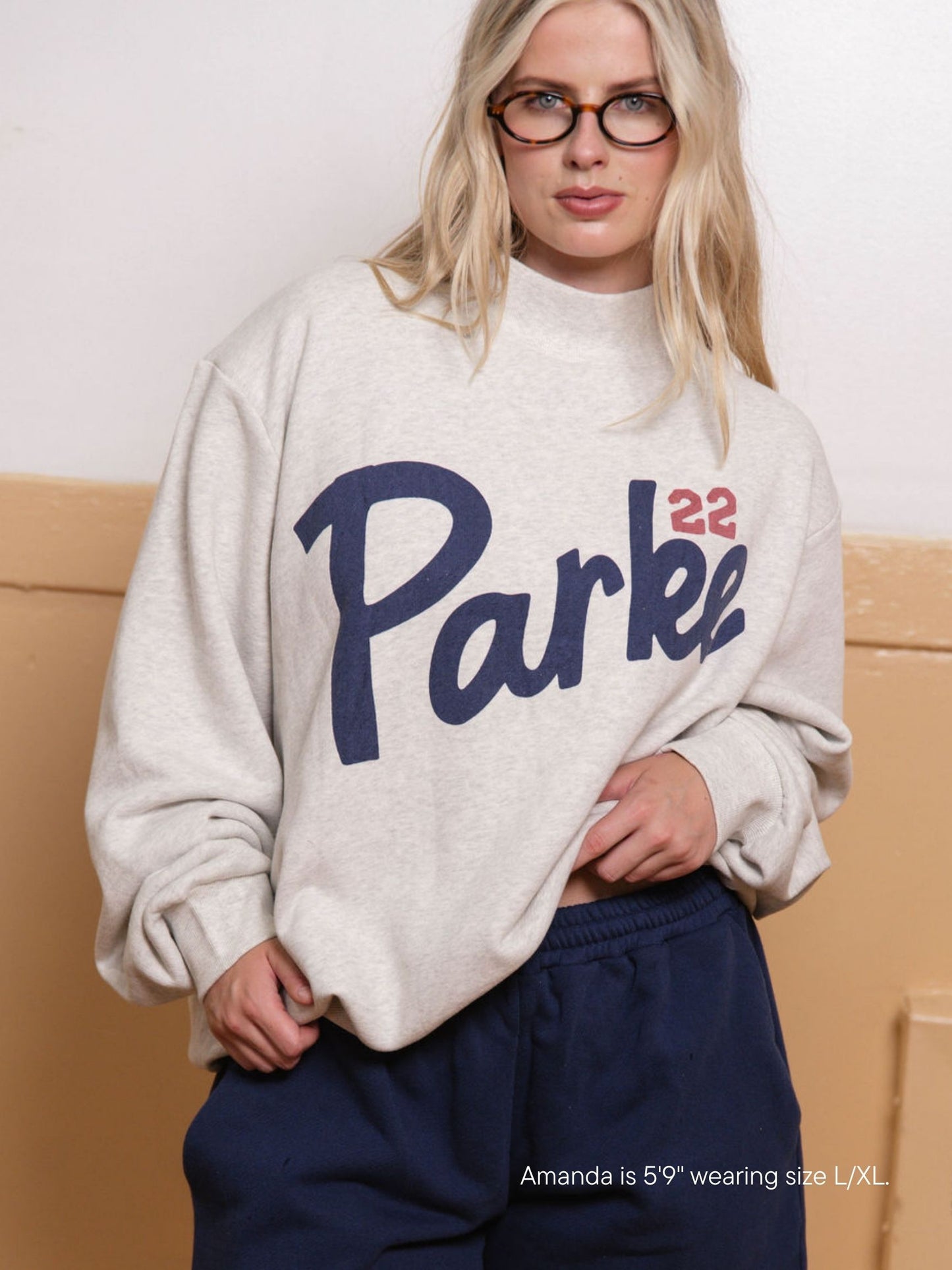 girl wearing Legacy Mockneck -Heather Grey