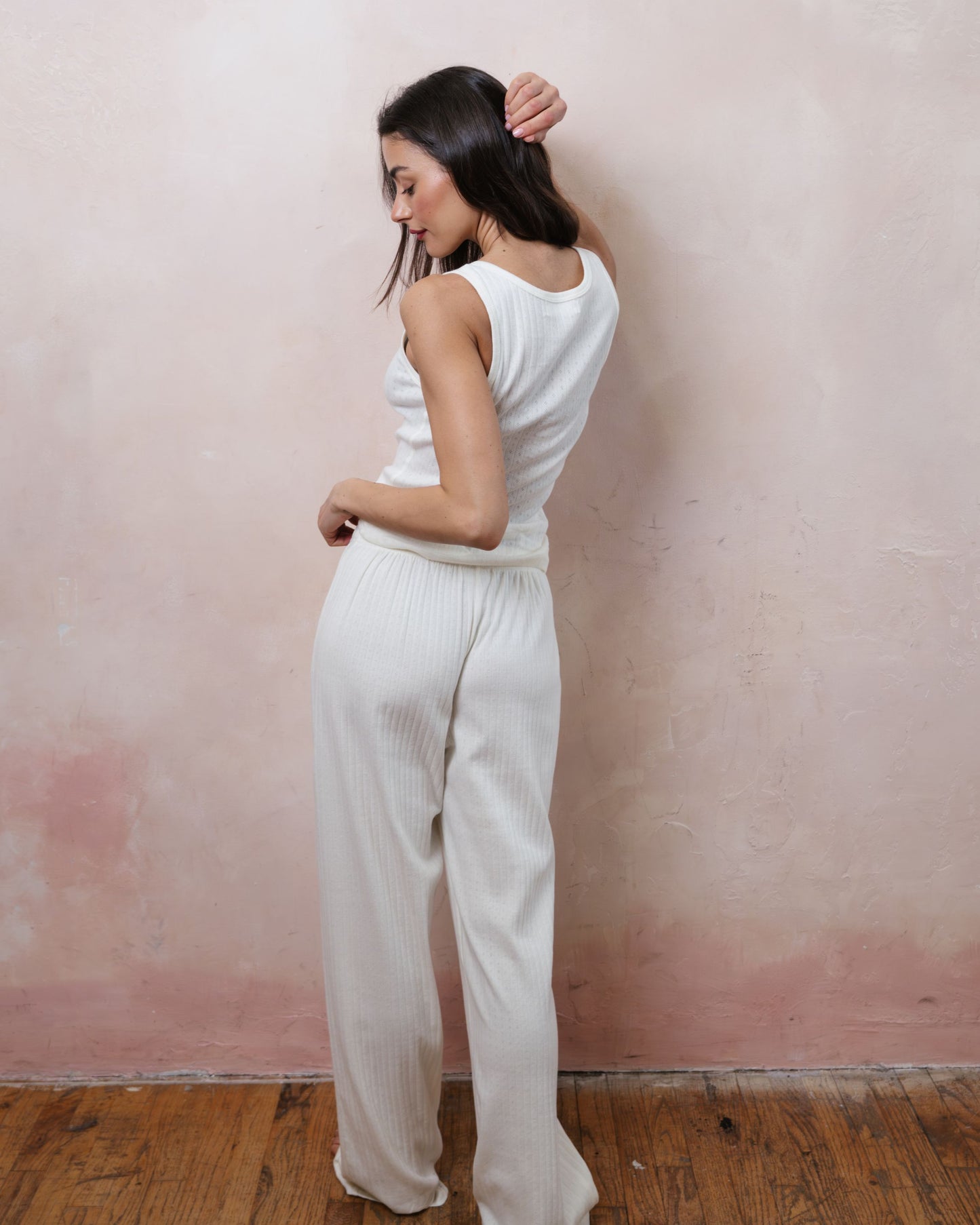 Pointelle Cotton Boxer Pants - Pearl