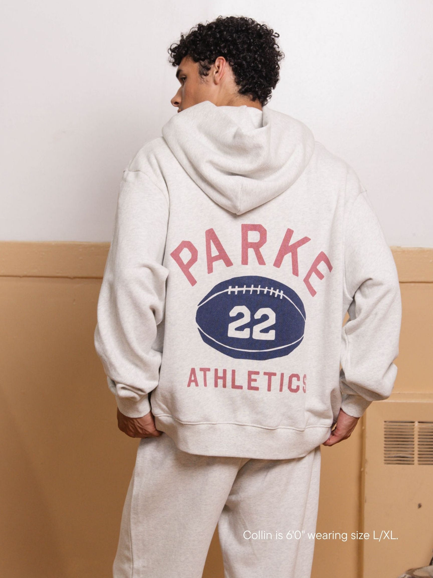 boy wearing home team hoodie -heather grey