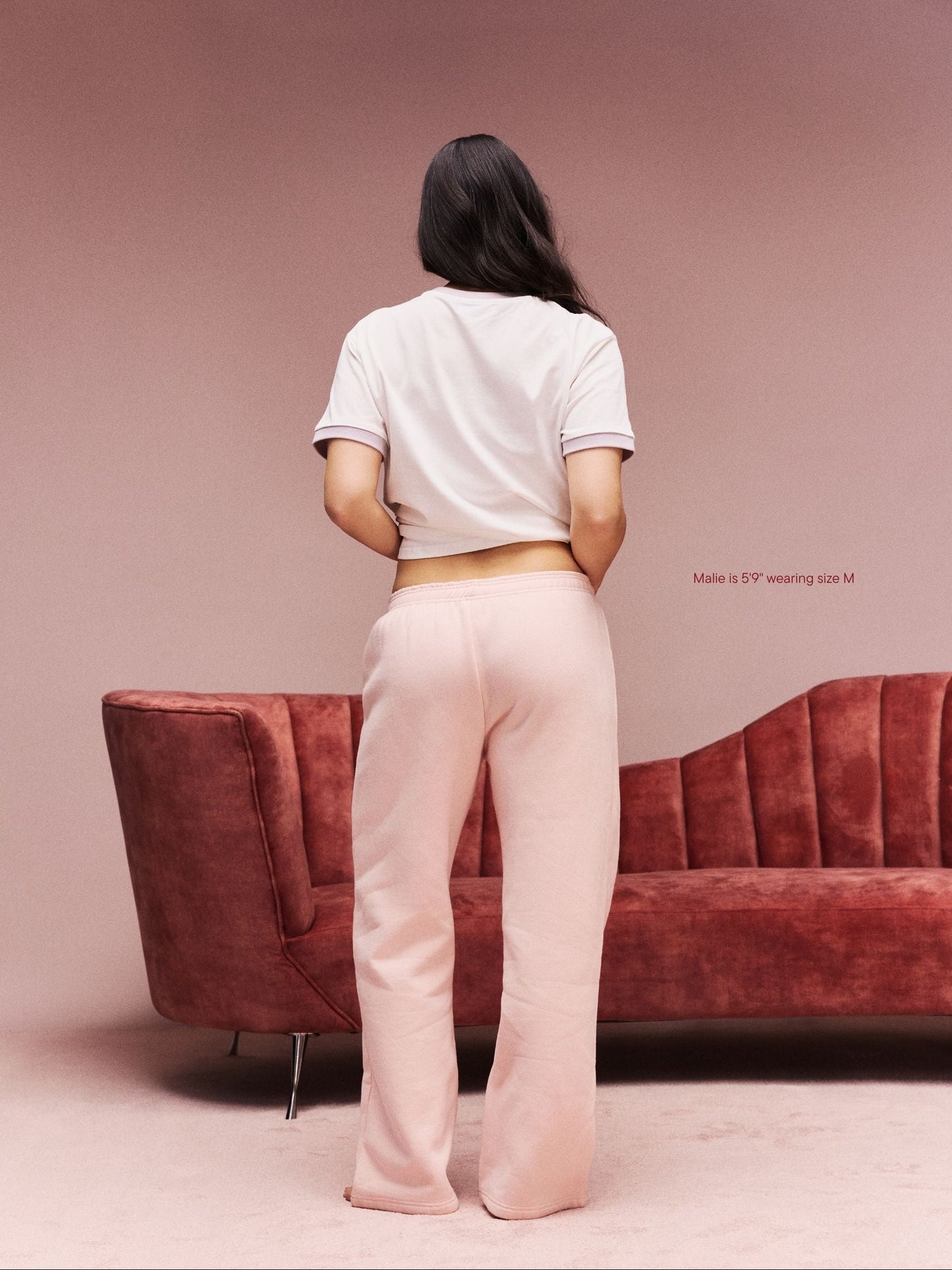 girl wearing Boxer Sweatpants -peony