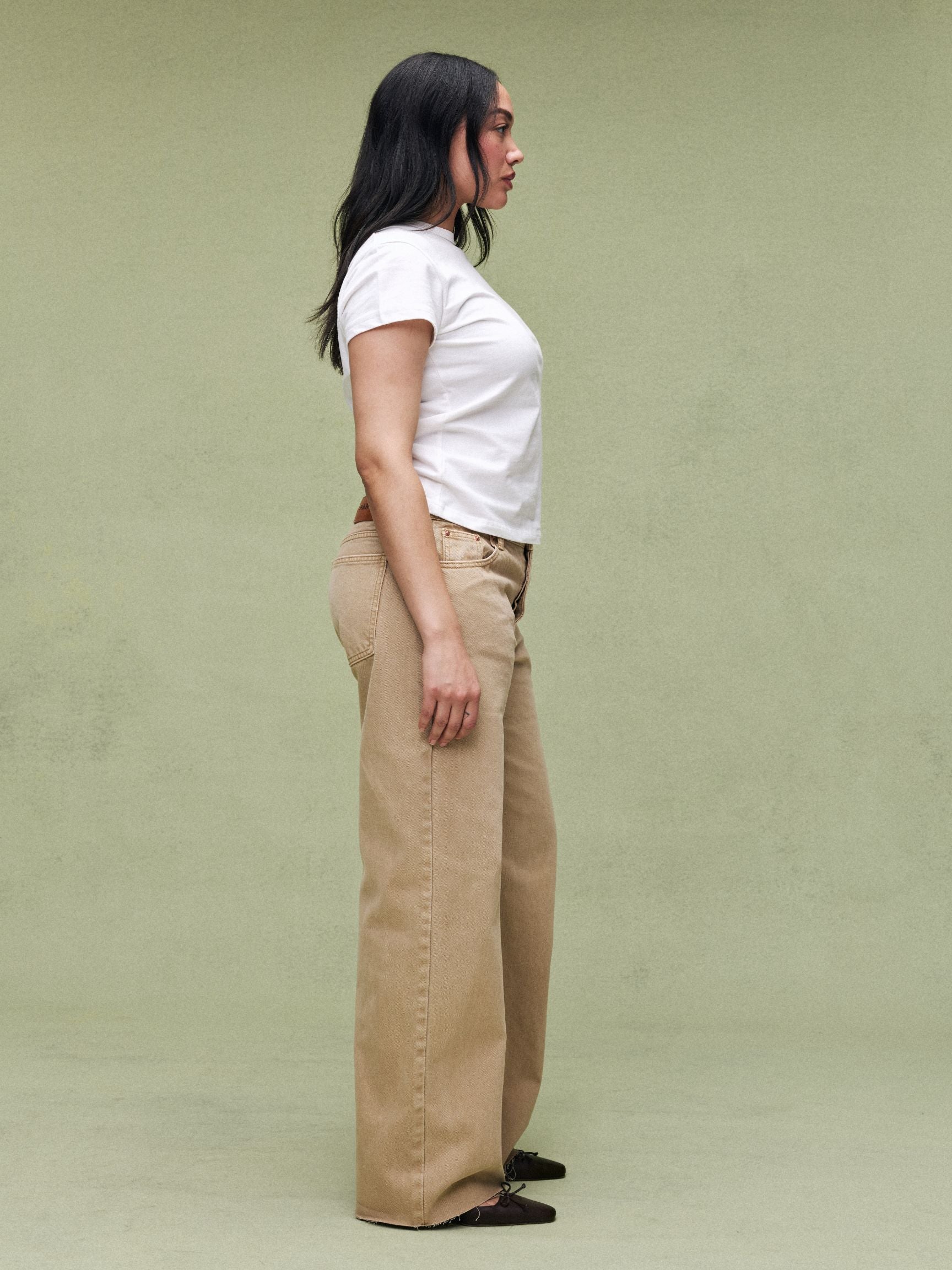 Low Rise Baggy Jeans - Camel