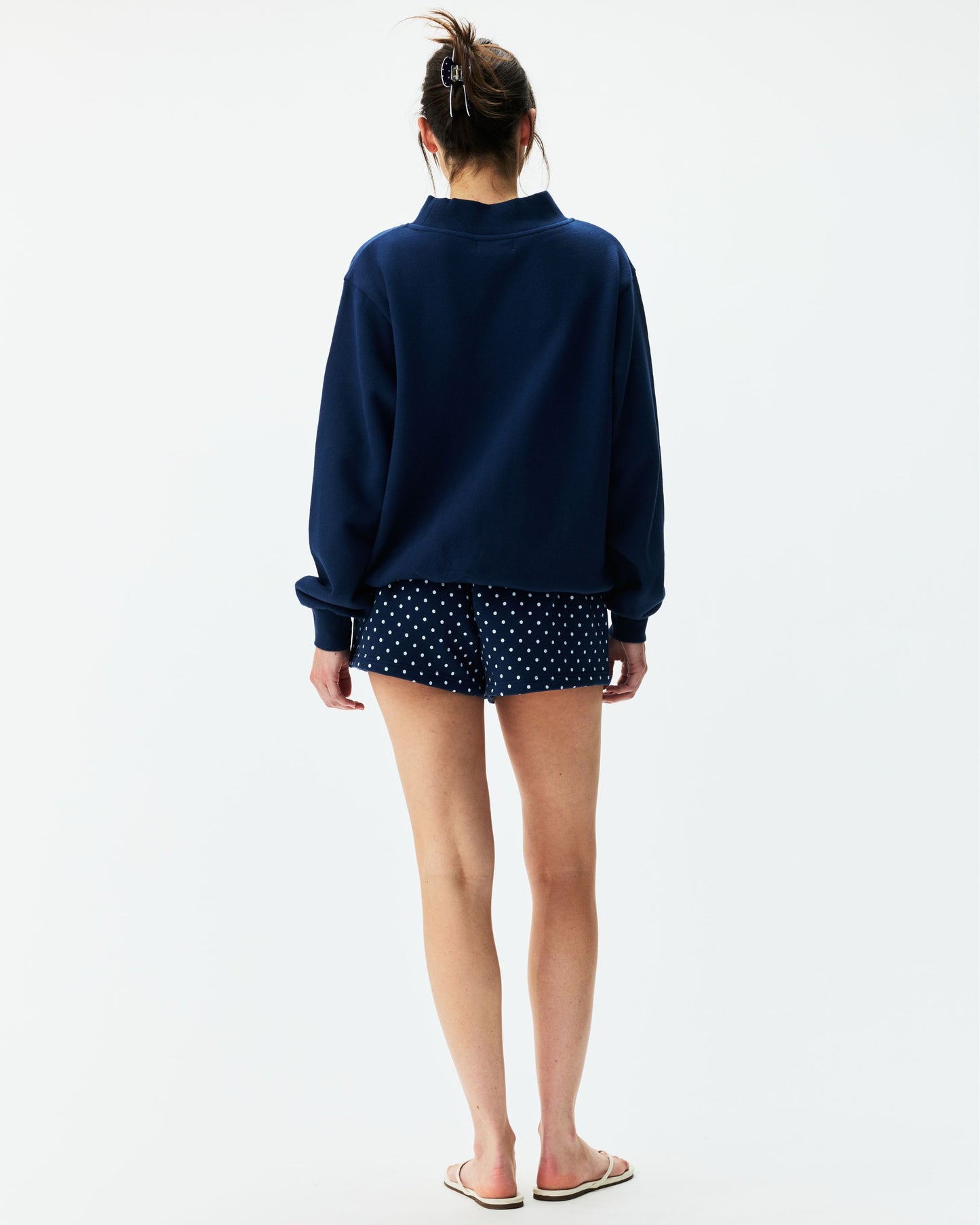 Preorder Boxer Sweatshorts - Denim Polka Dots