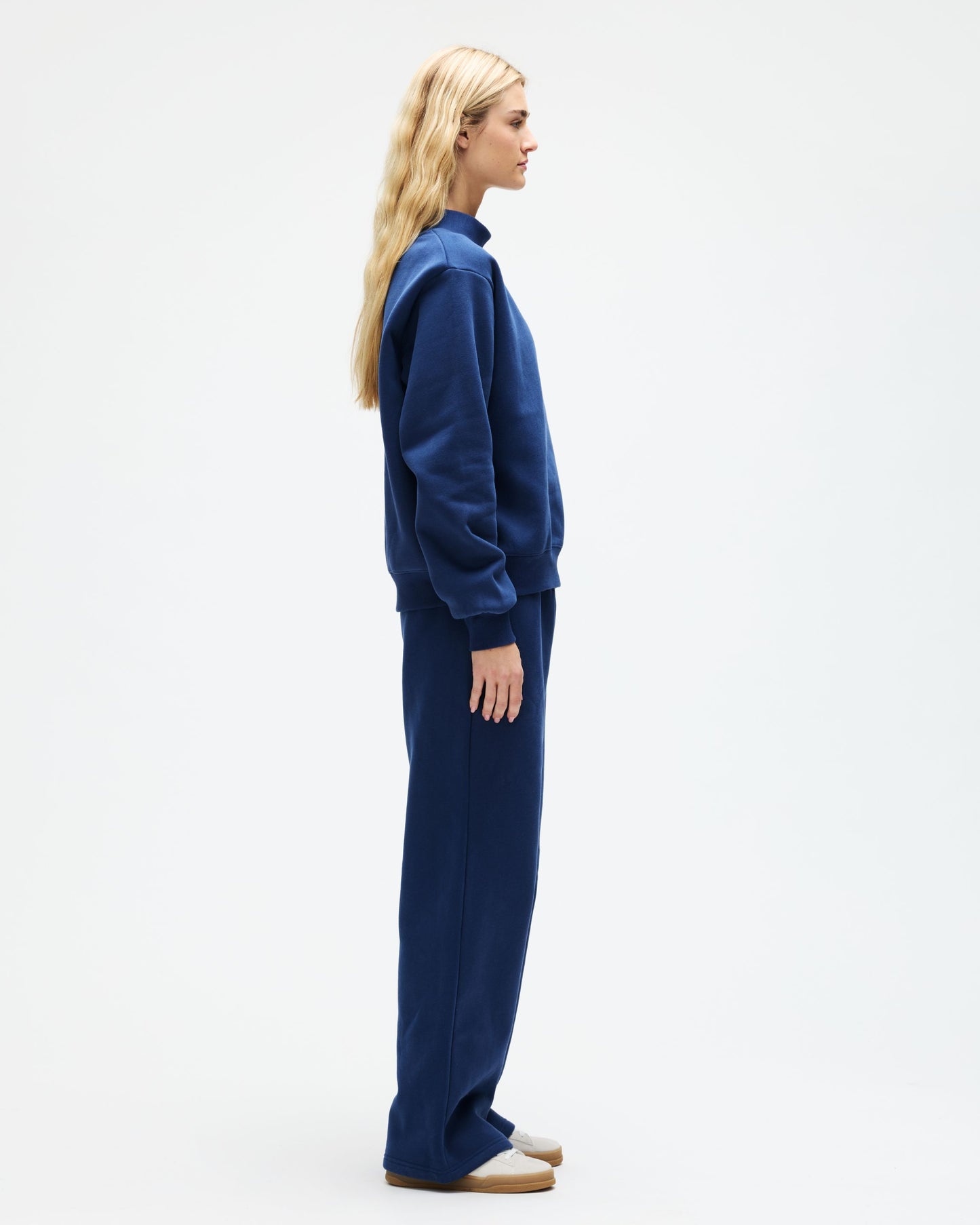 Classic Mockneck - Denim + White