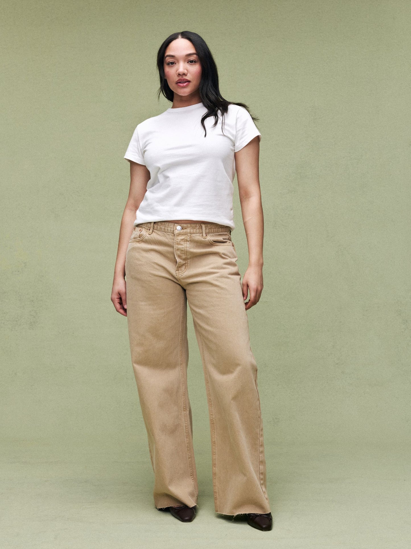 Low Rise Baggy Jeans - Camel