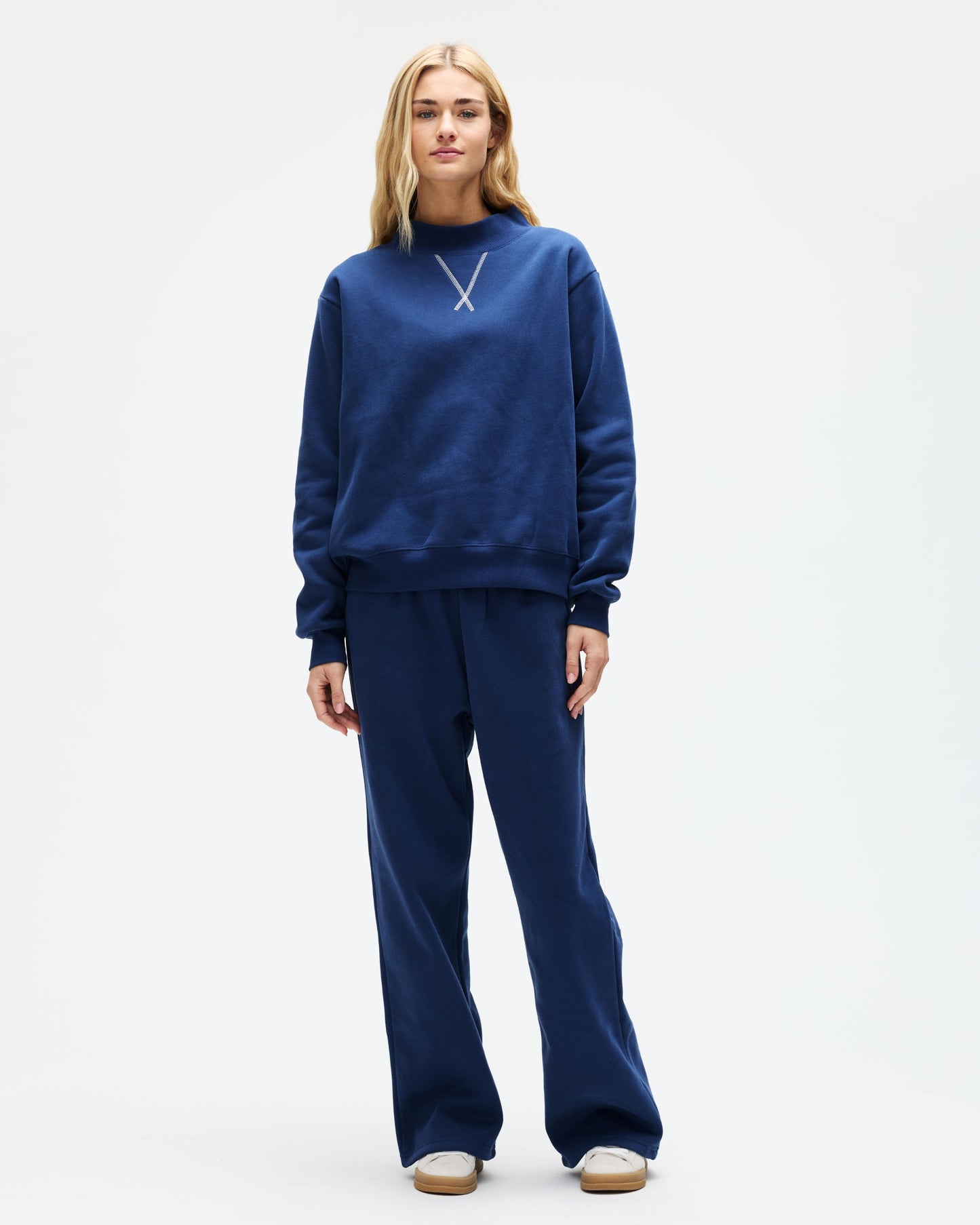 Classic Mockneck - Denim + White