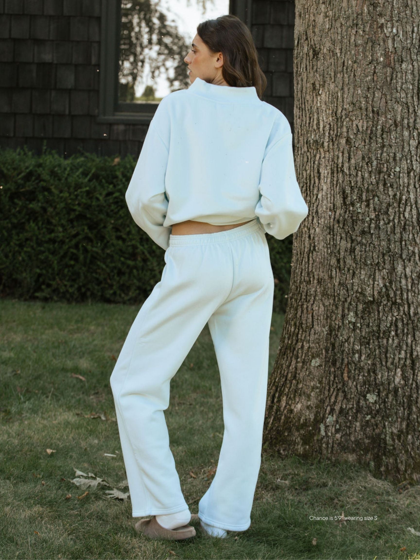 girl wearing sweat boxer pant -cloud