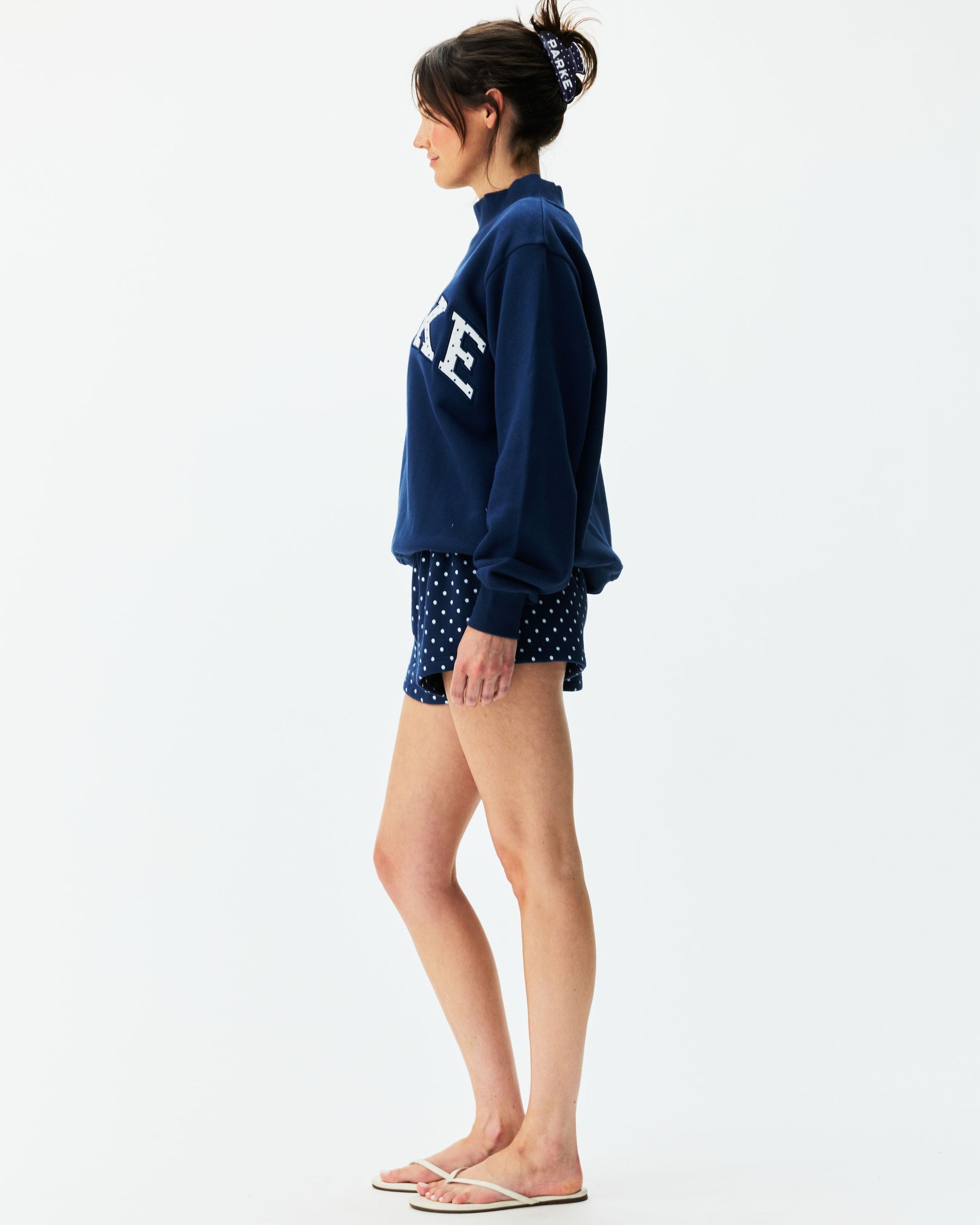 Preorder Boxer Sweatshorts - Denim Polka Dots