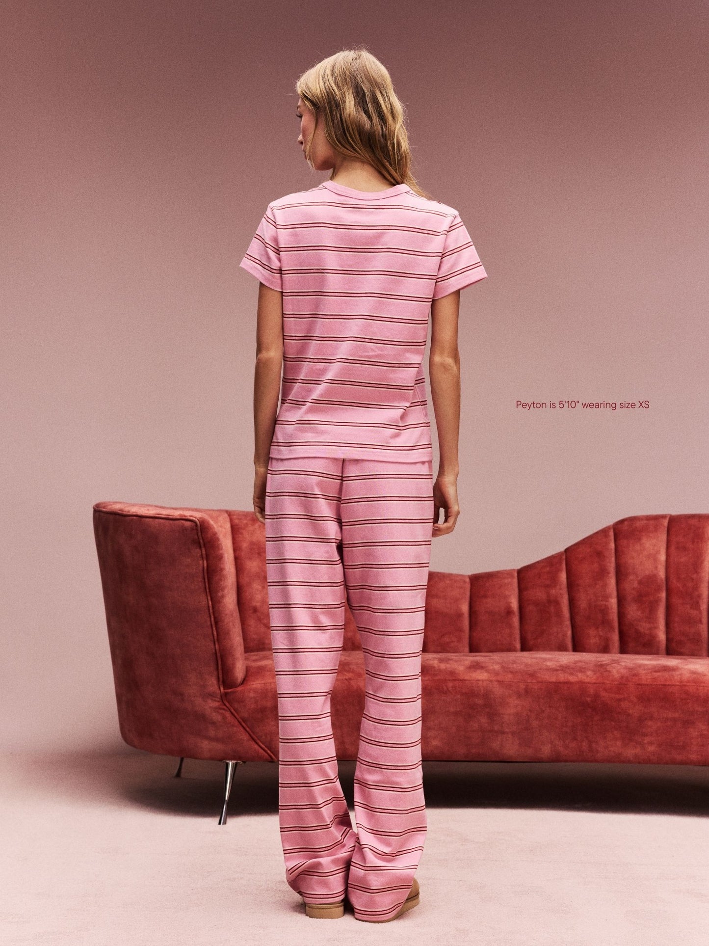 girl wearing Striped T-Shirt -sweetheart stripe