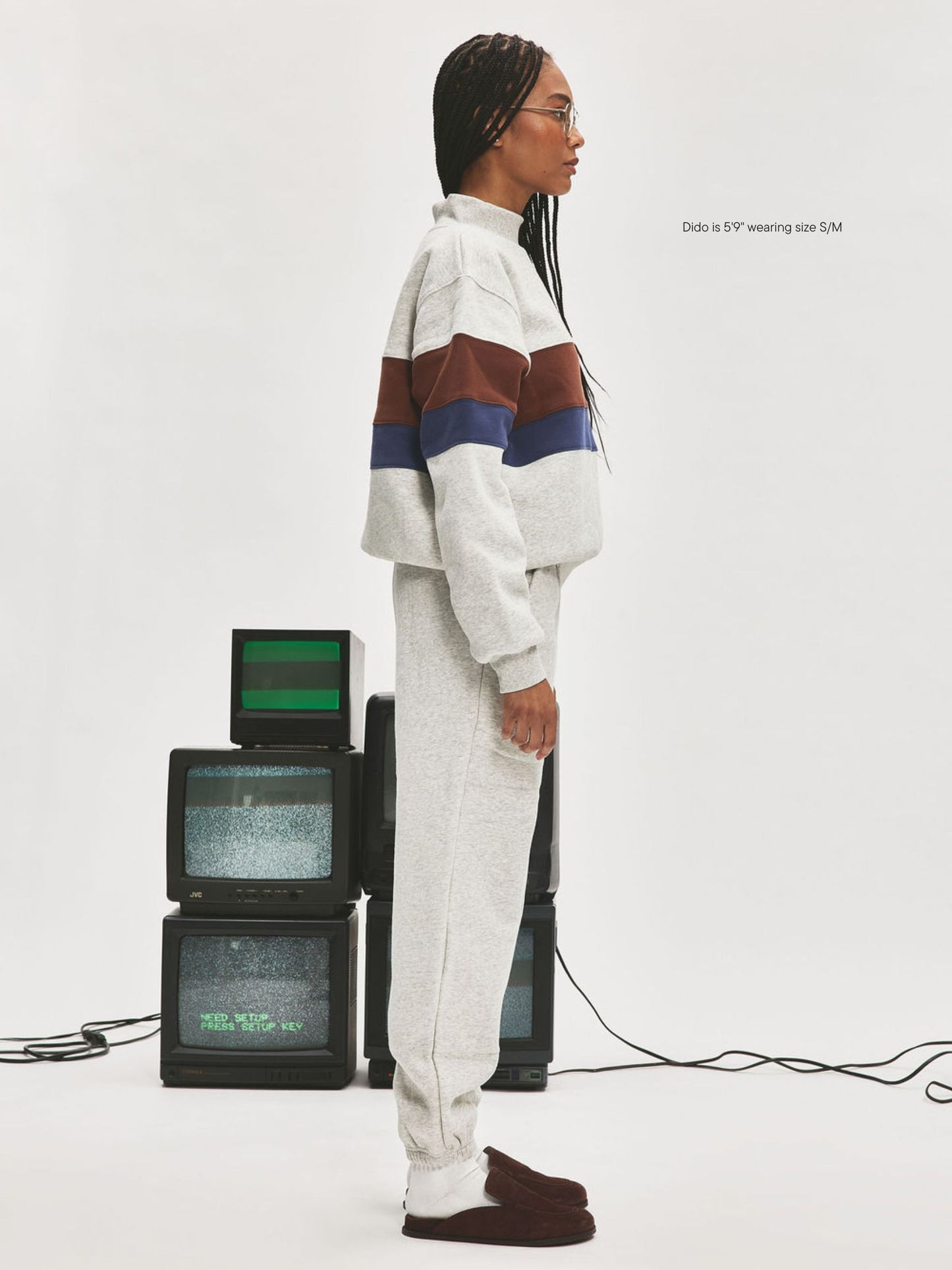 girl wearing Nostalgia Unisex Sweats -classic grey