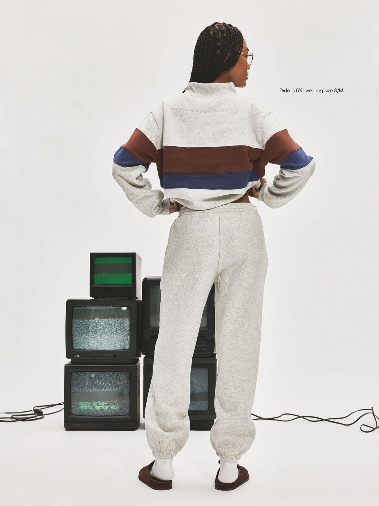 girl wearing Nostalgia Unisex Sweats -classic grey