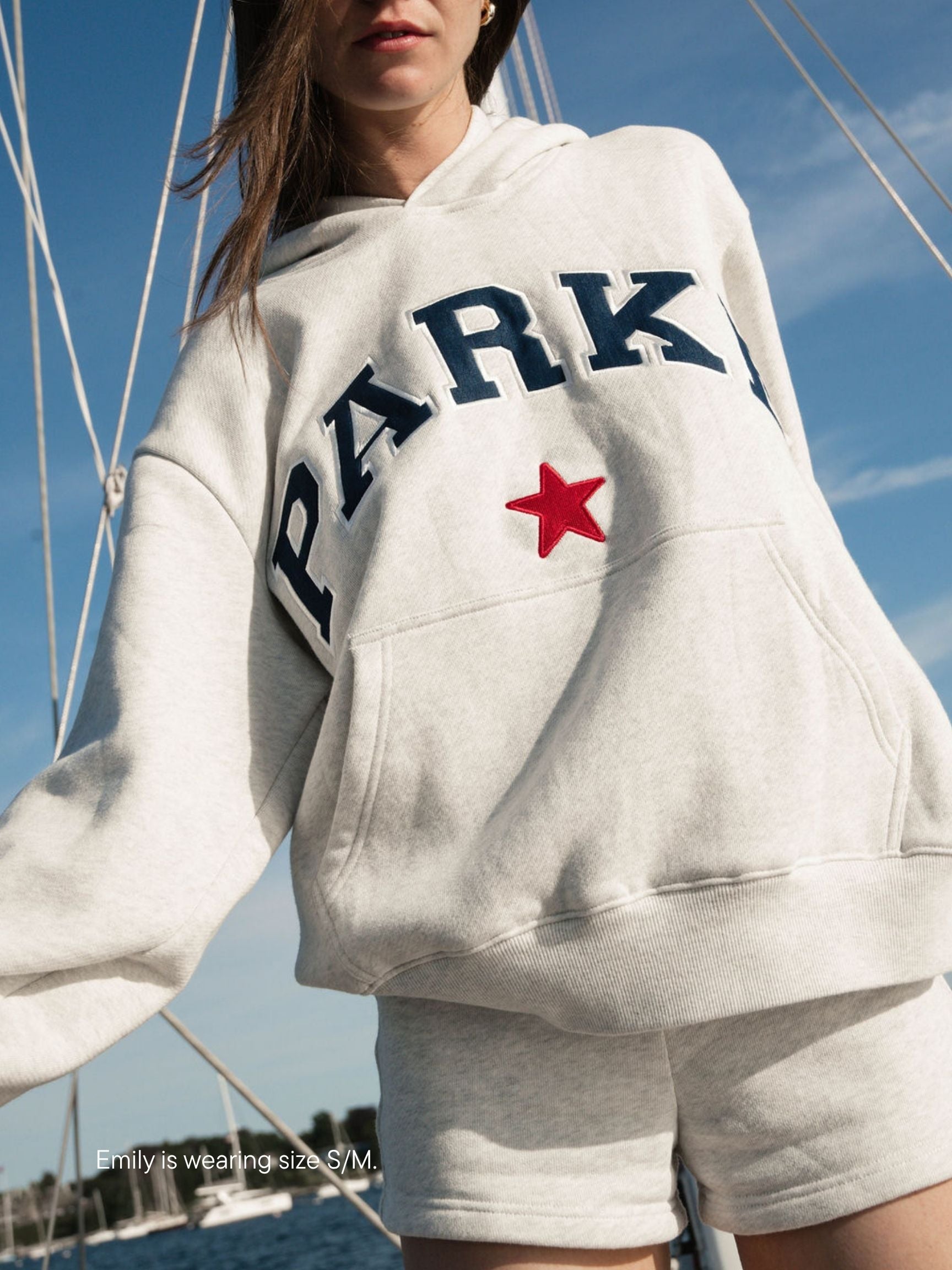 varsity star hoodie -heather grey + navy