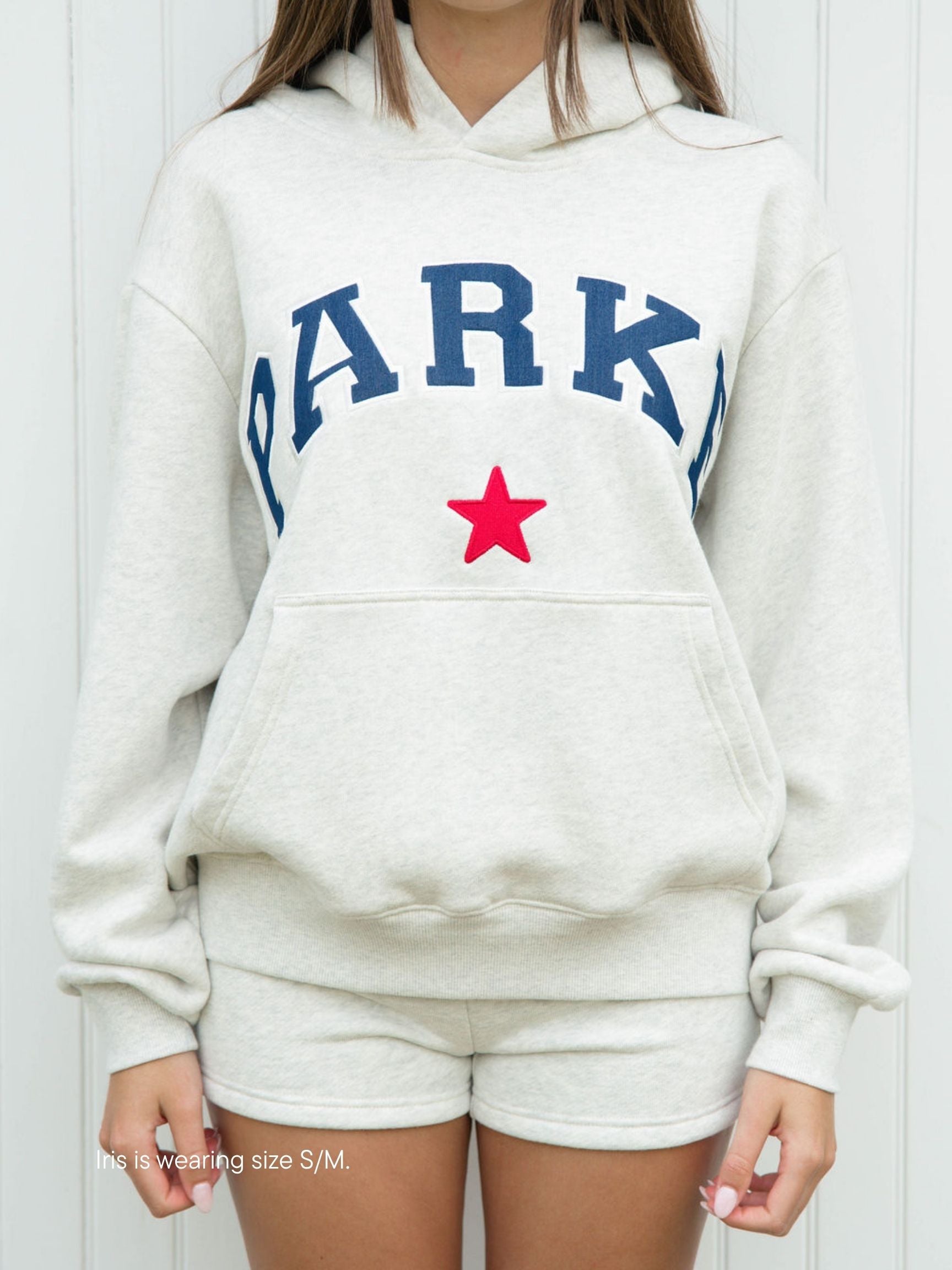varsity star hoodie -heather grey + navy