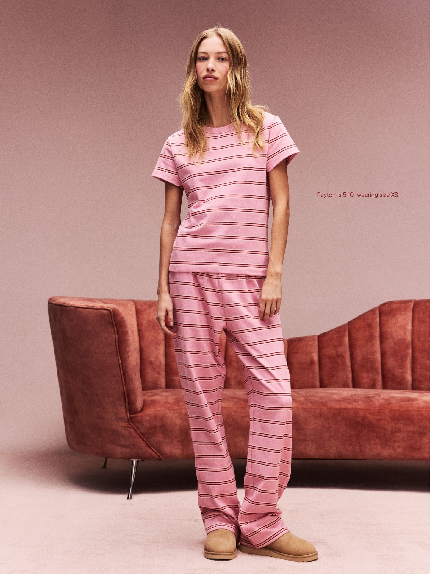 girl wearing Striped T-Shirt -sweetheart stripe