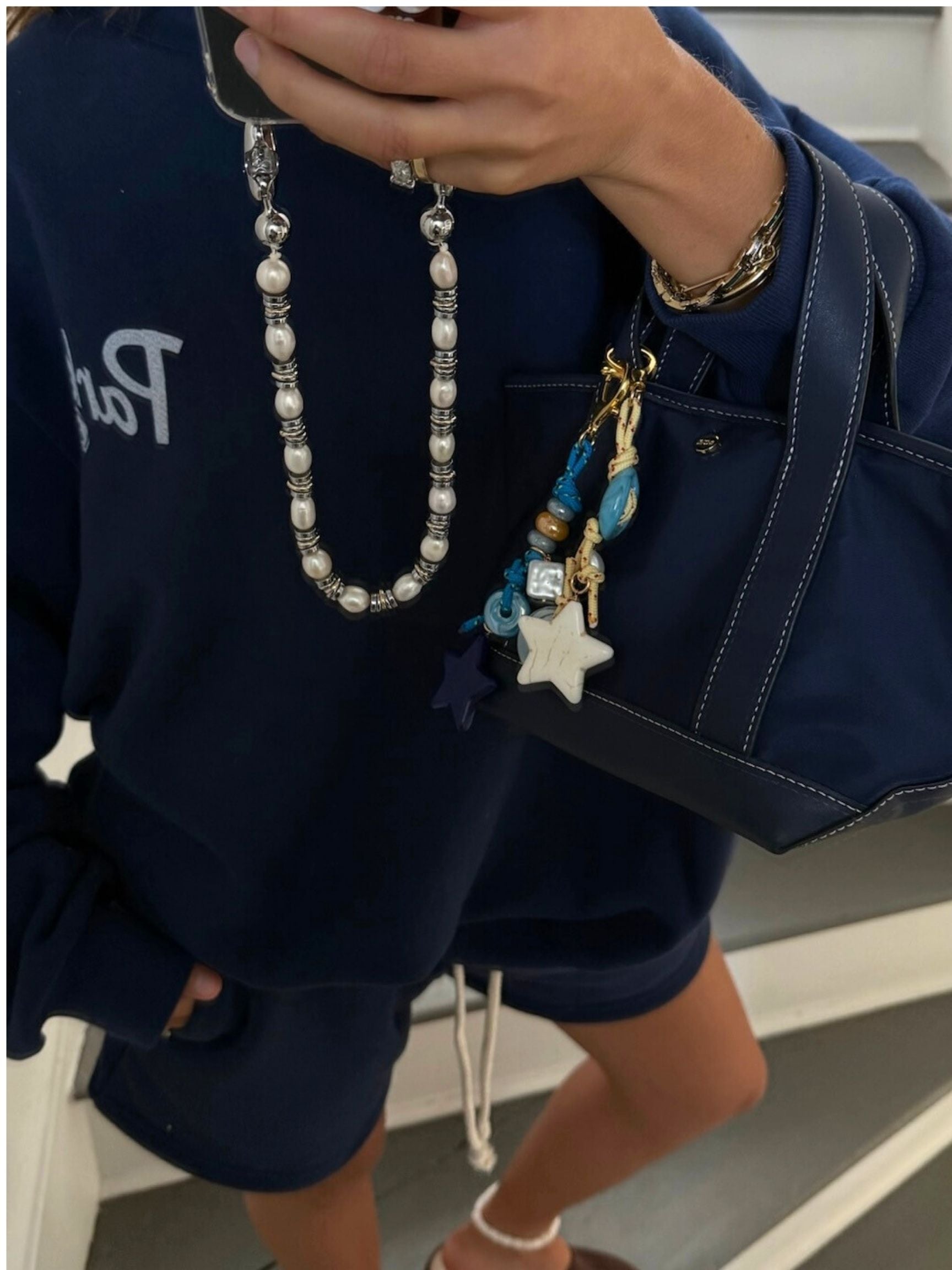 parke x timeless pearly keychain -sky