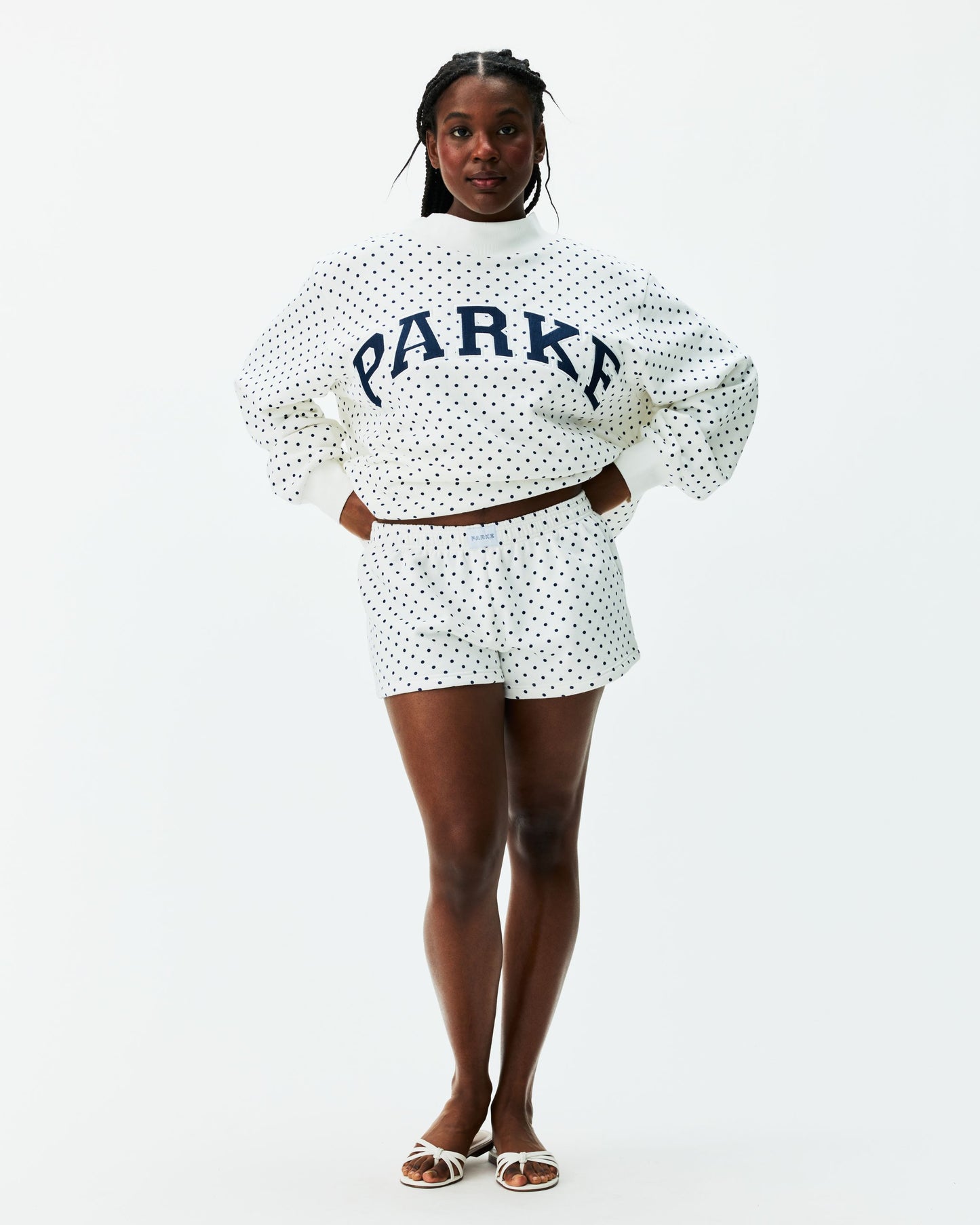 Boxer Sweatshorts - White Polka Dot