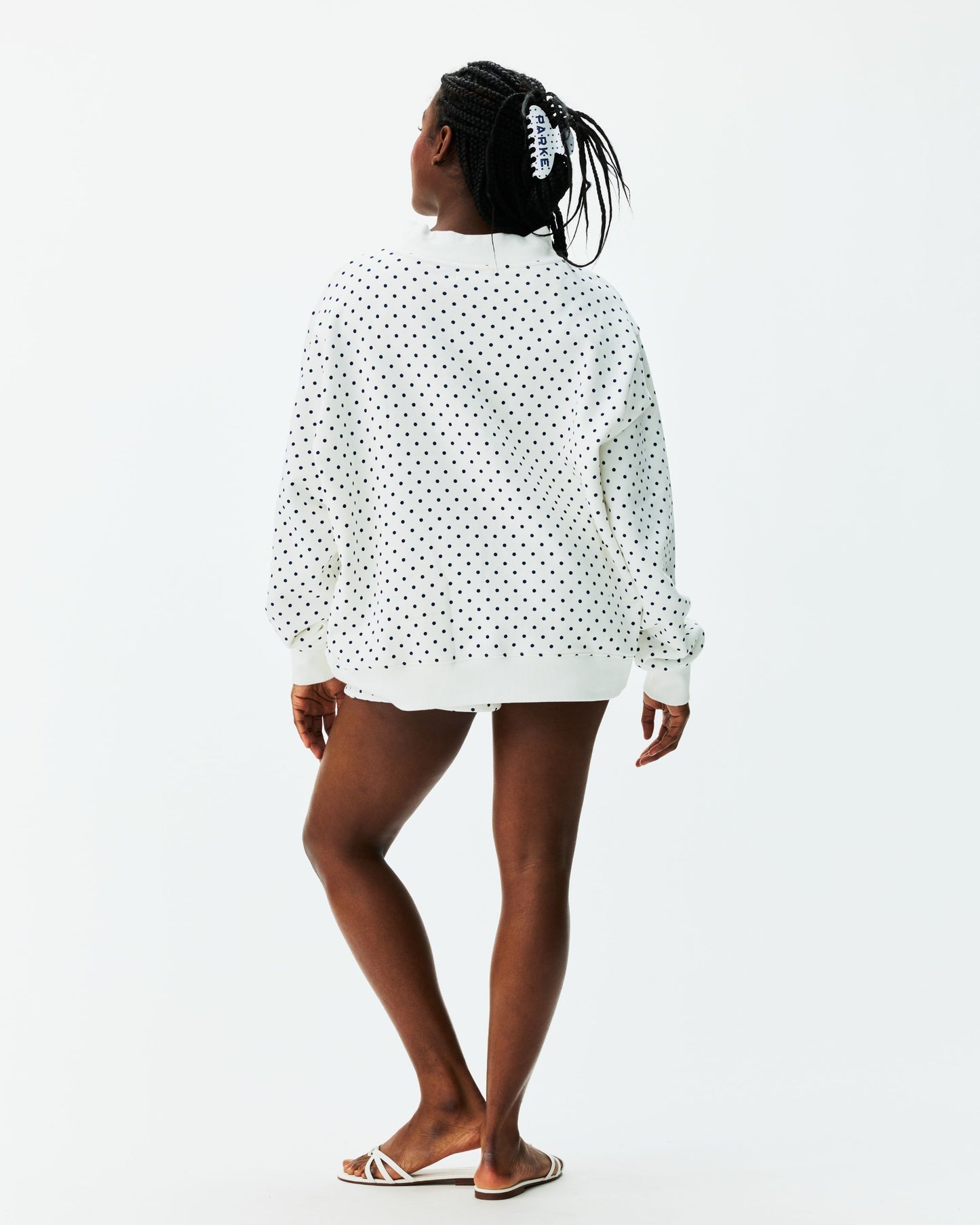 Polka Dot Varsity Mockneck - White Polka Dot