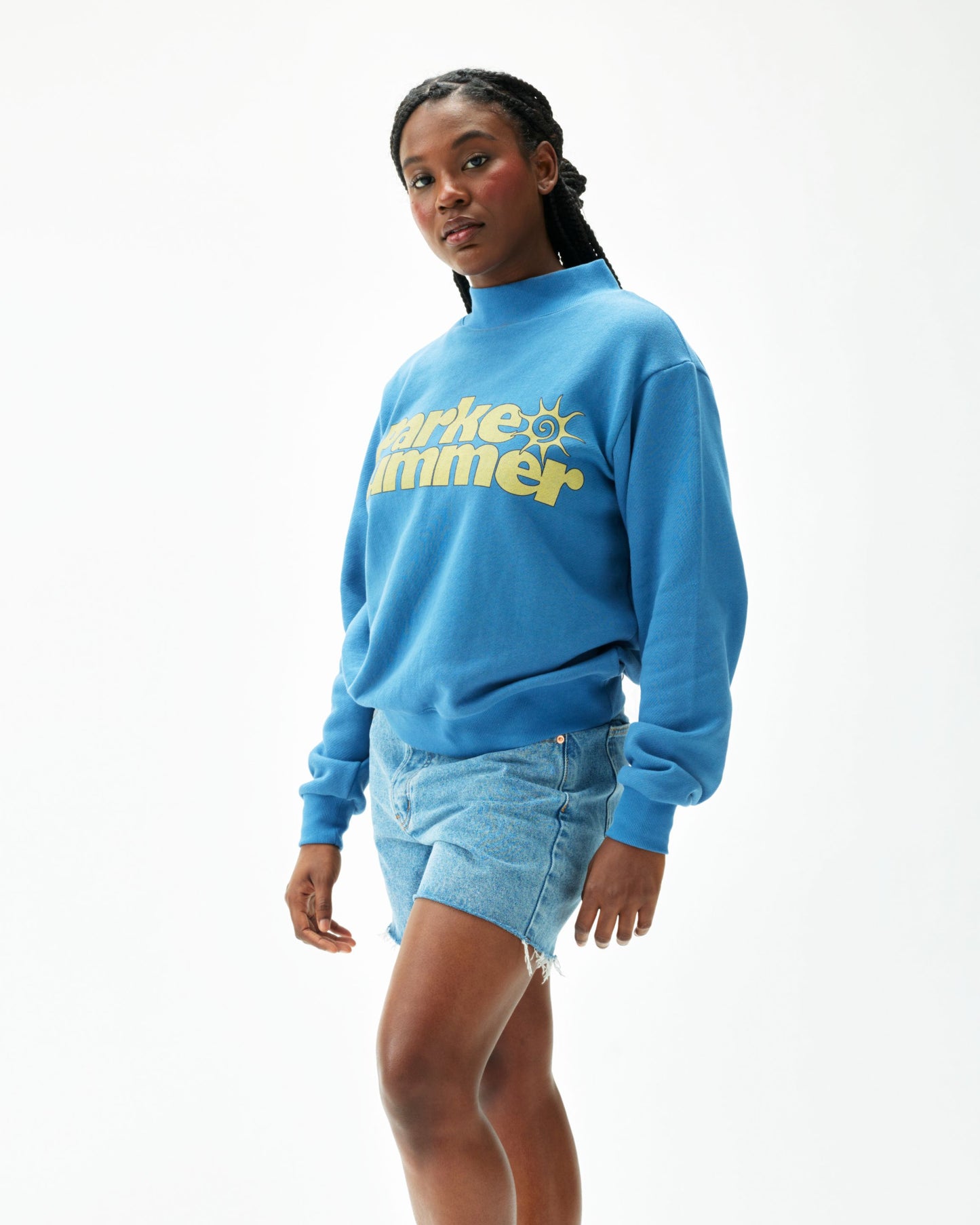 Graphic Mockneck - Washed Indigo