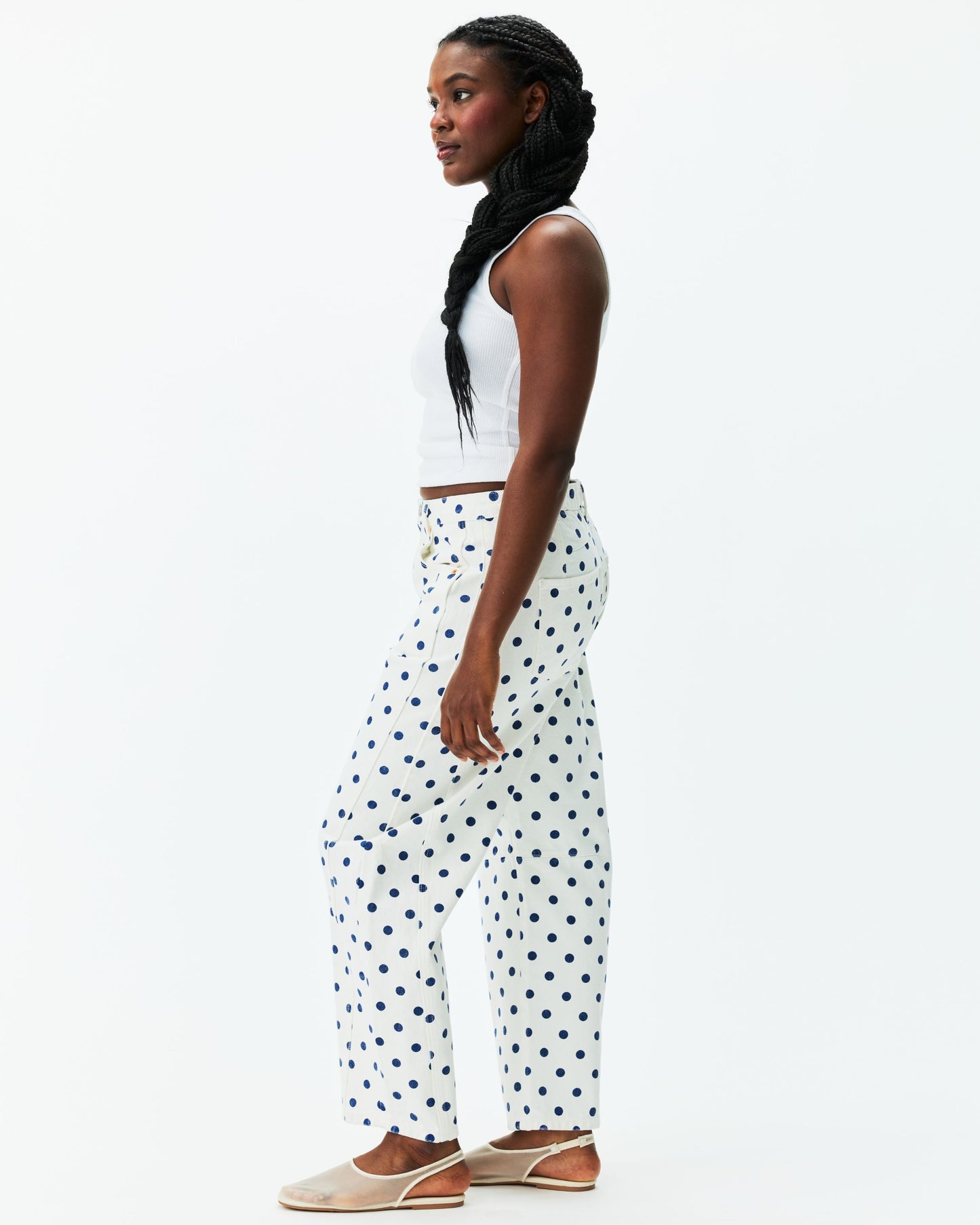 Polka Dot Horseshoe Jean - White Polka Dot