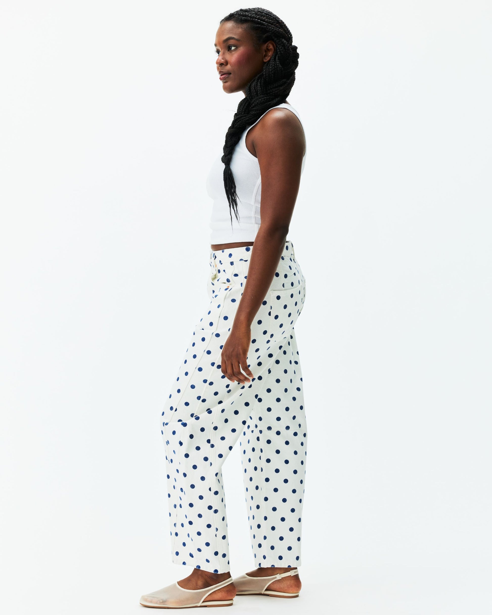 Polka Dot Horseshoe Jean - White Polka Dot